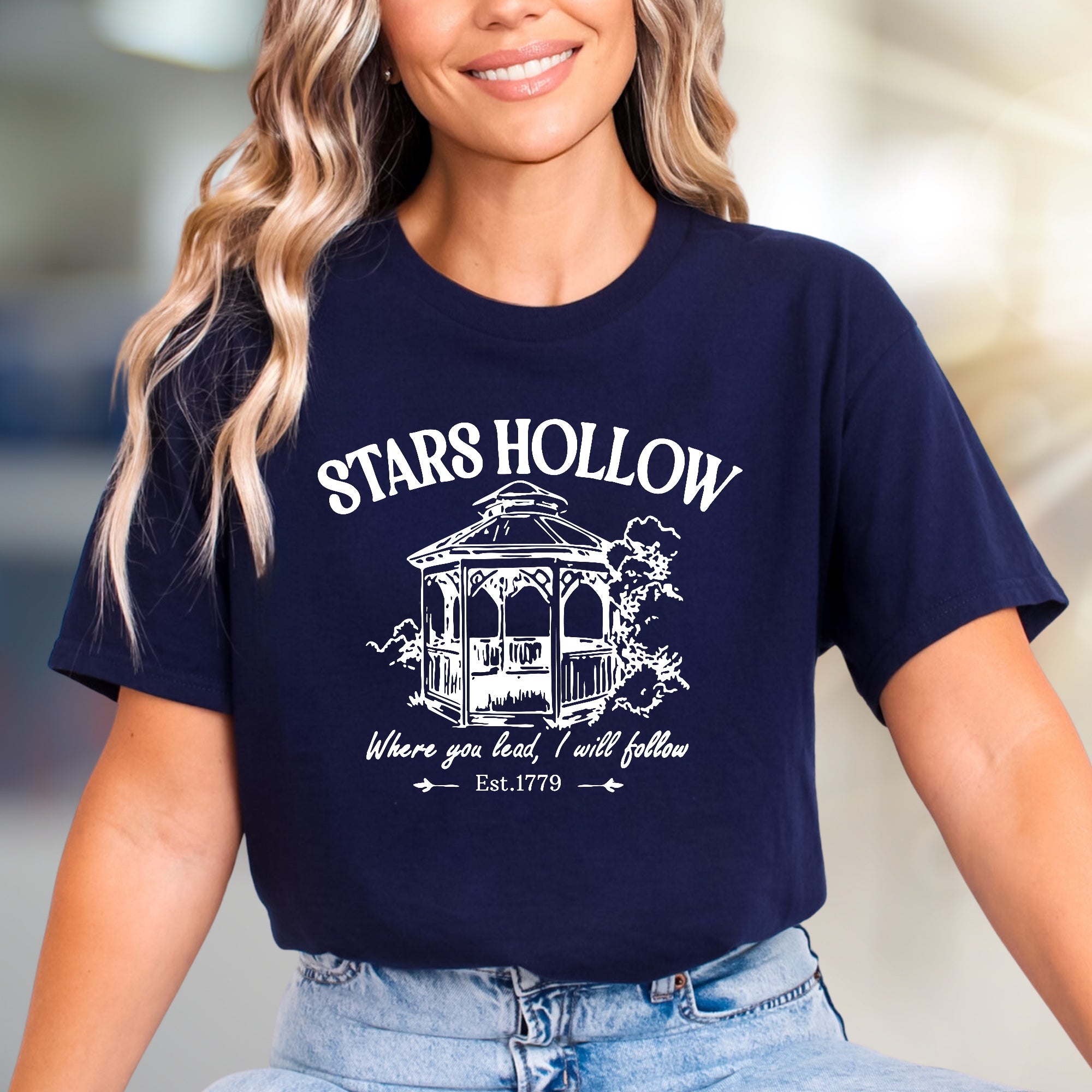 "Stars Hollow Where You Lead, I Will Follow" Graphic Tee, a Fandom Pick for TV Show Lovers