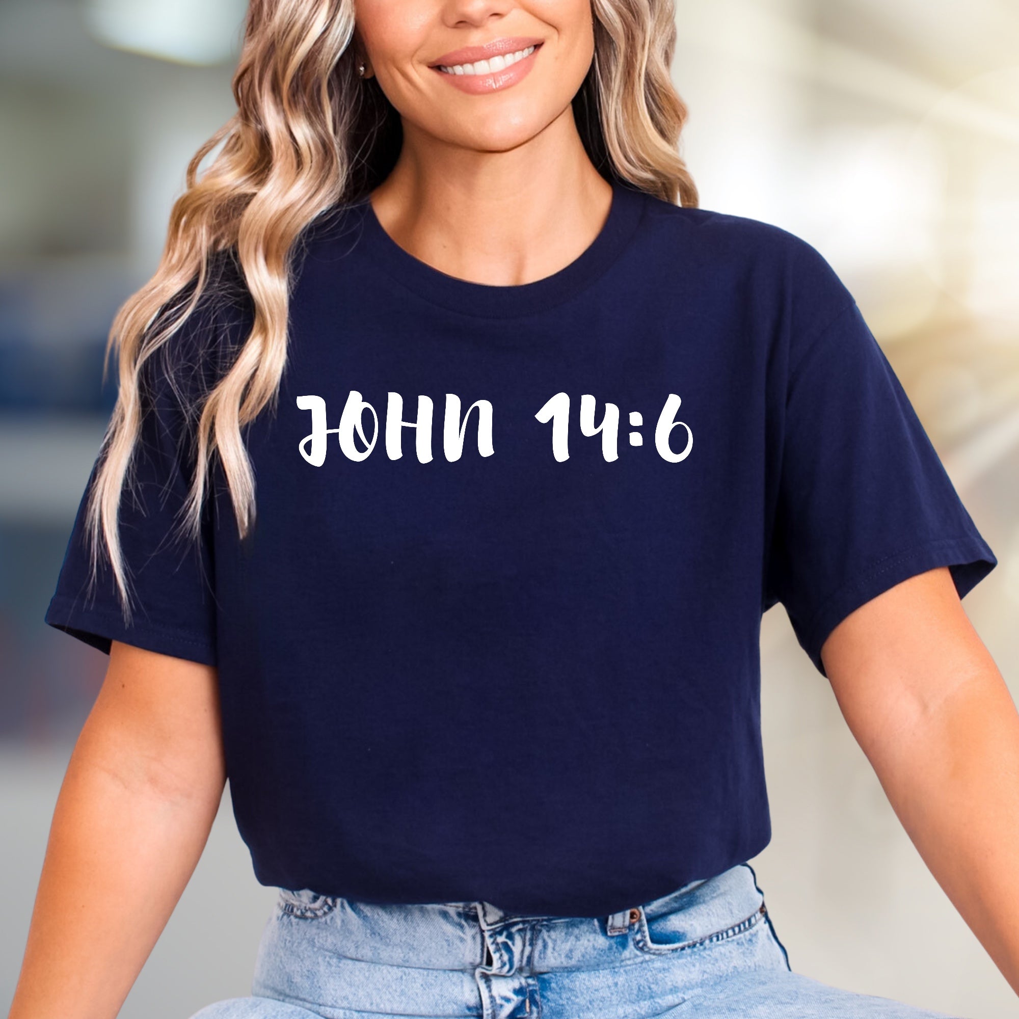 "John 14:6" Scriptural Graphic Tee, an Inspirational Pick for Believers
