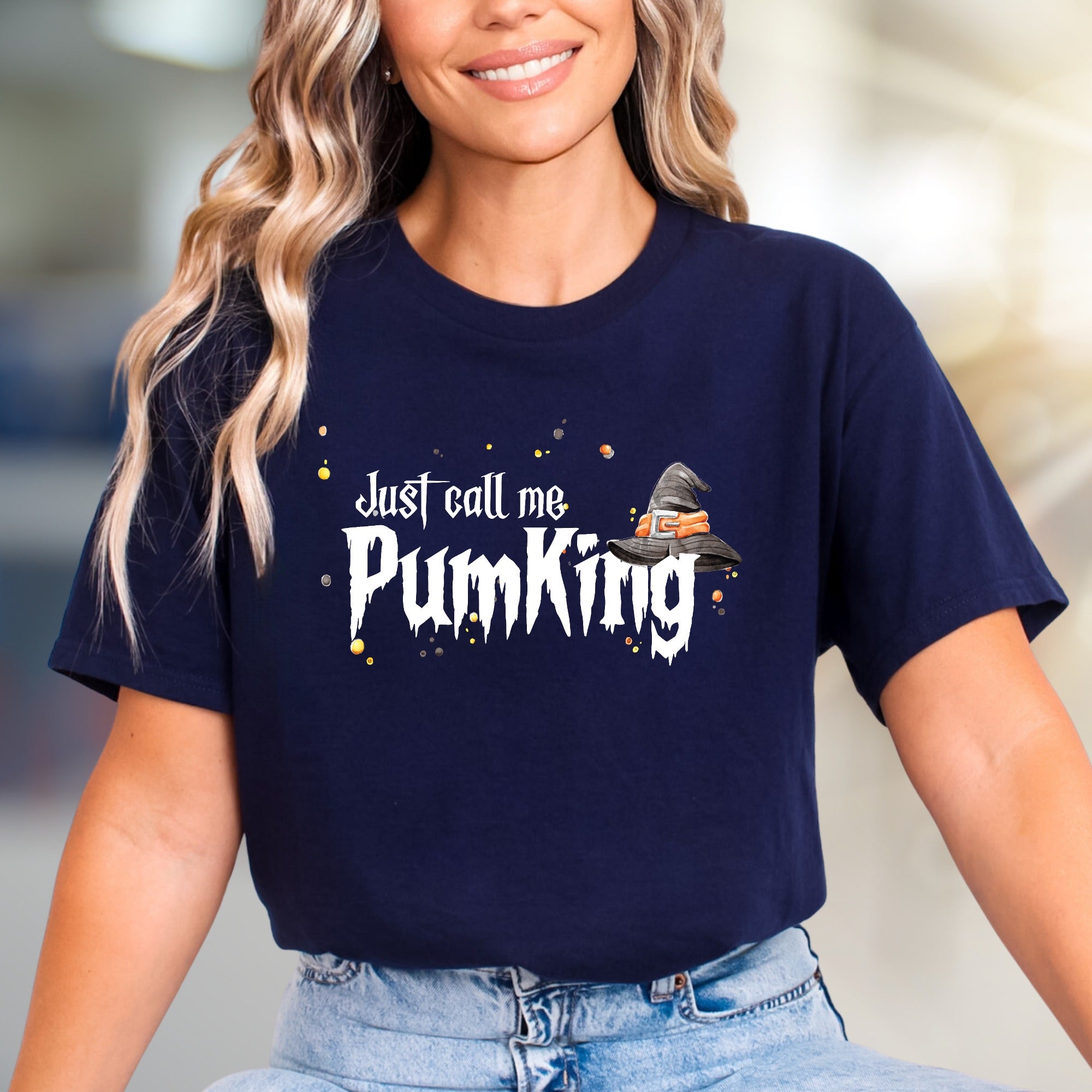 "Just Call Me PumKing" Halloween Graphic Tee, a Spooky Chic Pick for Holiday Enthusiasts