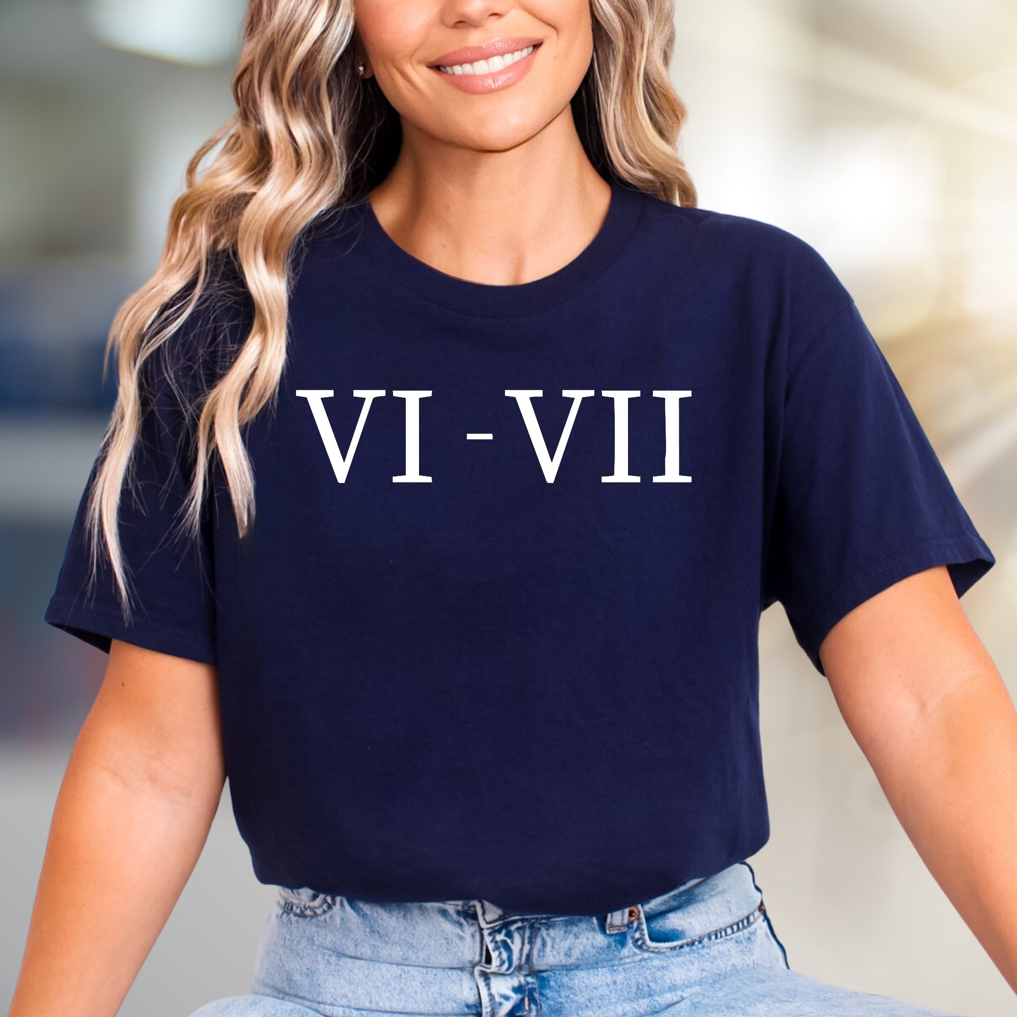 "VI-VII" Roman Numerals Graphic Tee, a Classic Pick for History Buffs