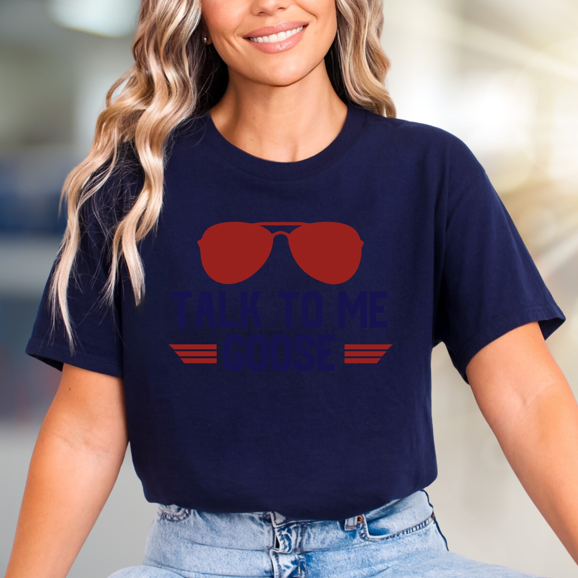 "Talk To Me Goose" Aviator Graphic Tee, a Maverick Fan Pick for Movie Lovers