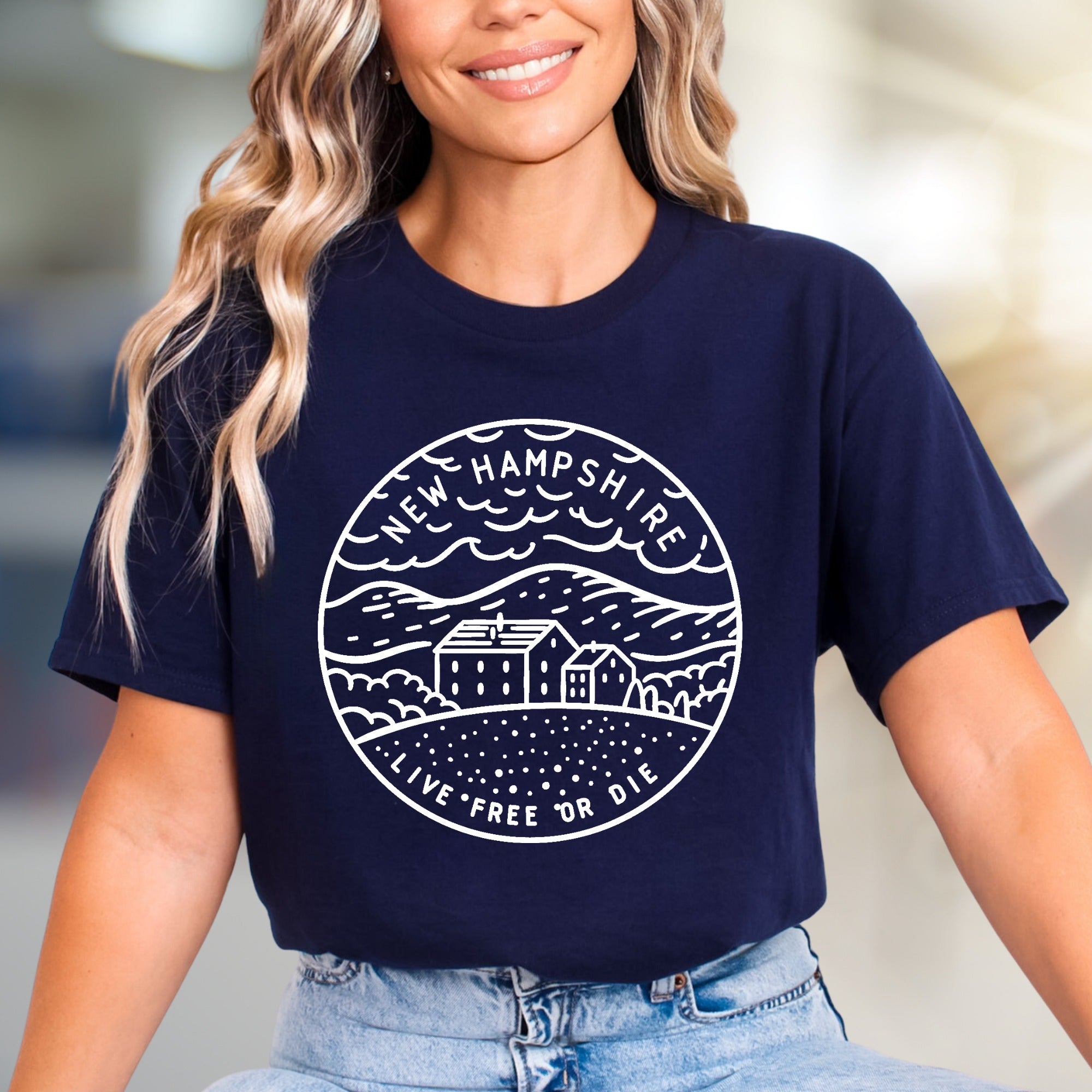 "New Hampshire Live Free or Die" Nature Graphic Tee, a State Pride Pick for Adventurers