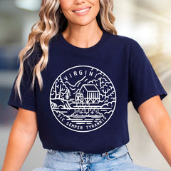 "Virginia Sic Semper Tyrannis" Nature Scene Graphic Tee, a Heritage Pick for Enthusiasts