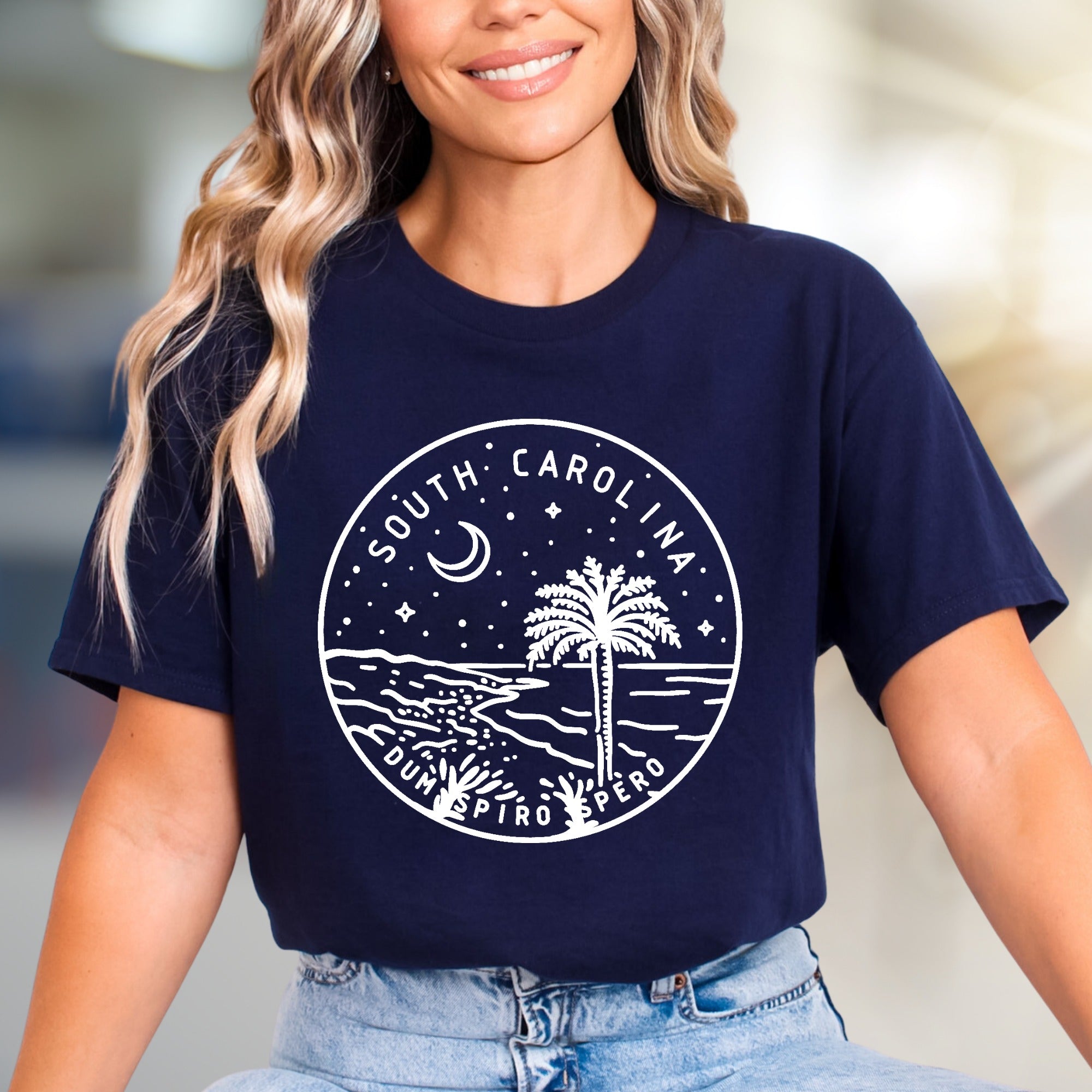"South Carolina Dum Spiro Spero" Coastal Vibes Graphic Tee, a State Pride Pick for Locals & Travelers