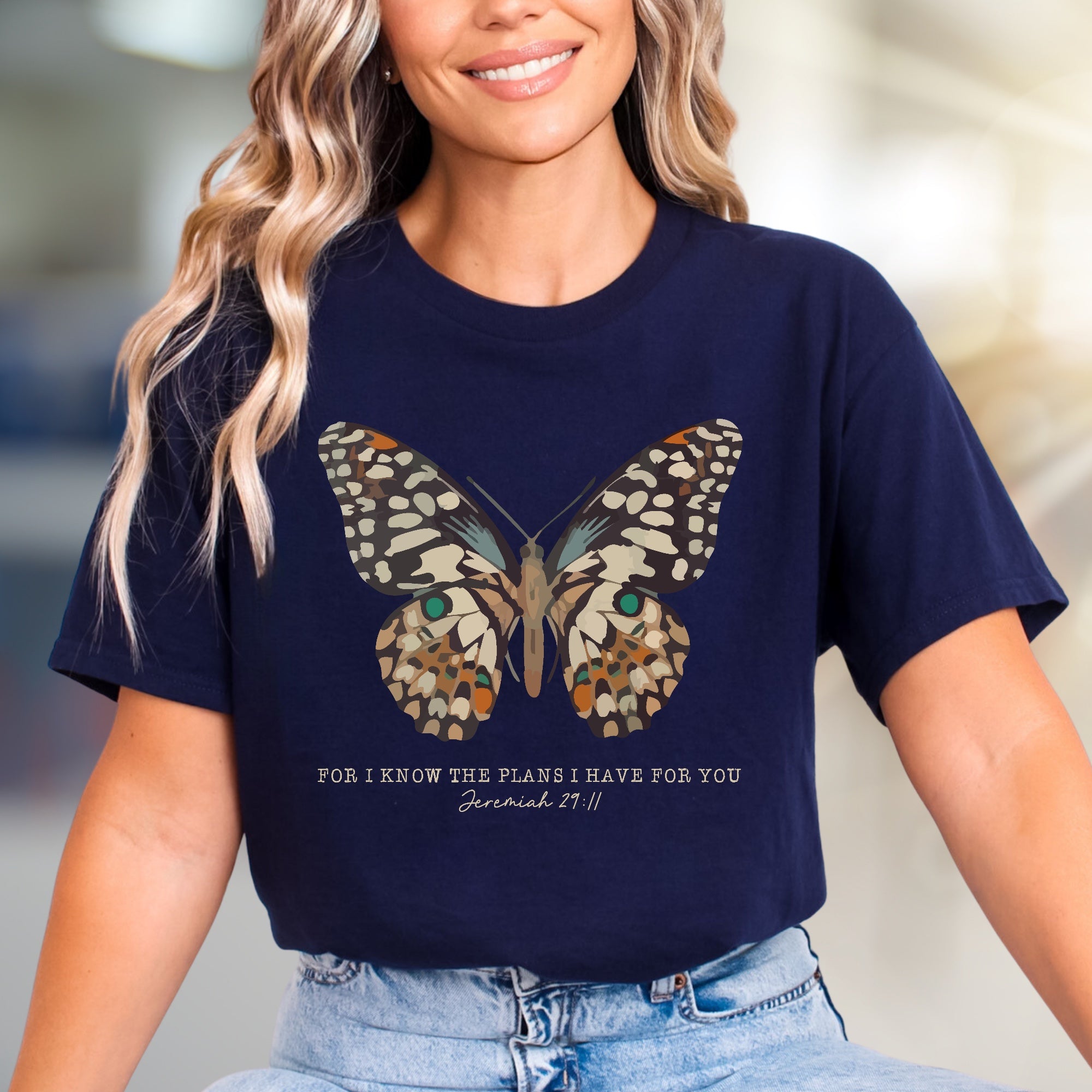 "FOR I KNOW THE PLANS I HAVE FOR YOU" Butterfly Graphic Tee, a Faith-Inspired Pick for Believers