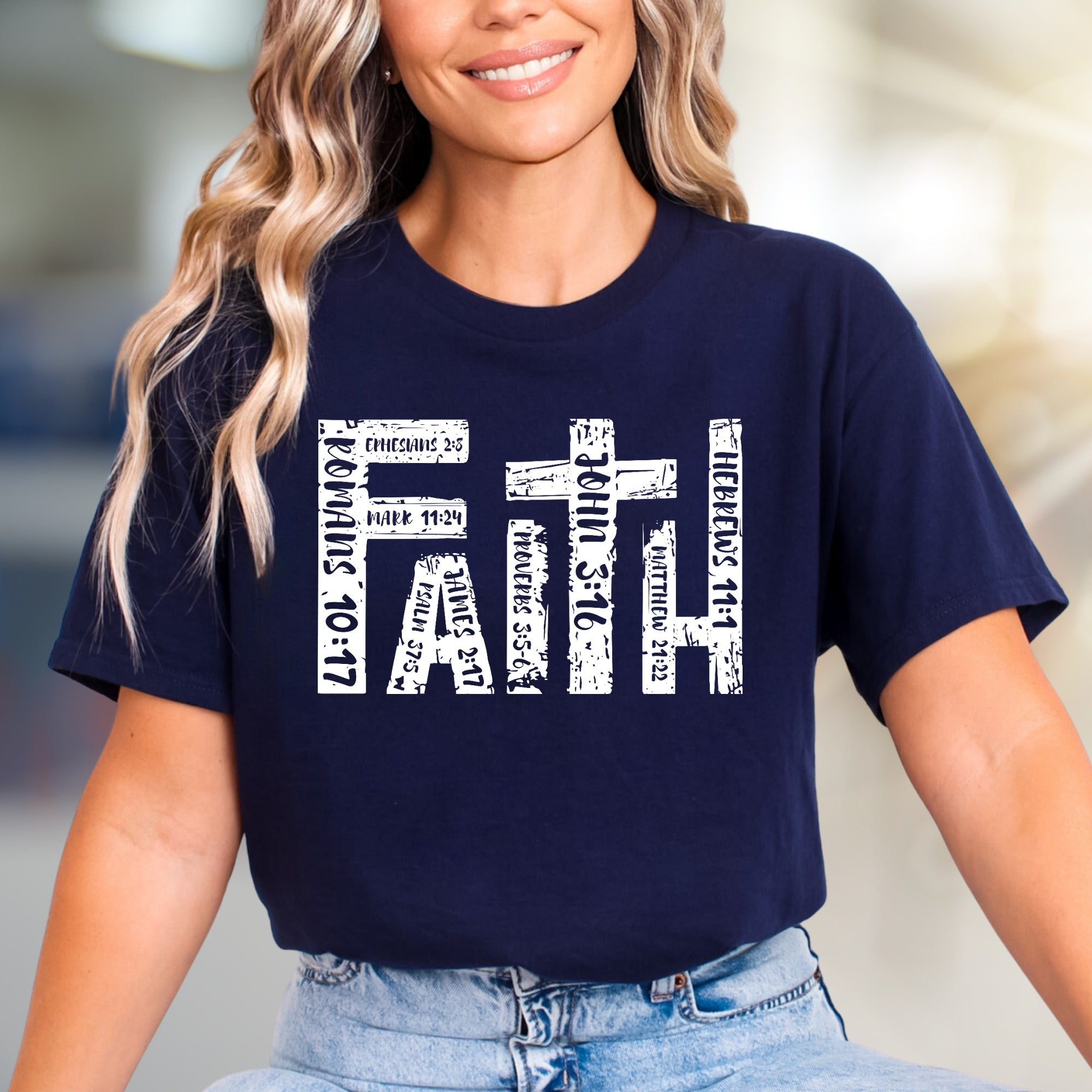 "FAITH" Scripture Verses Graphic Tee, a Spiritual Pick for Believers