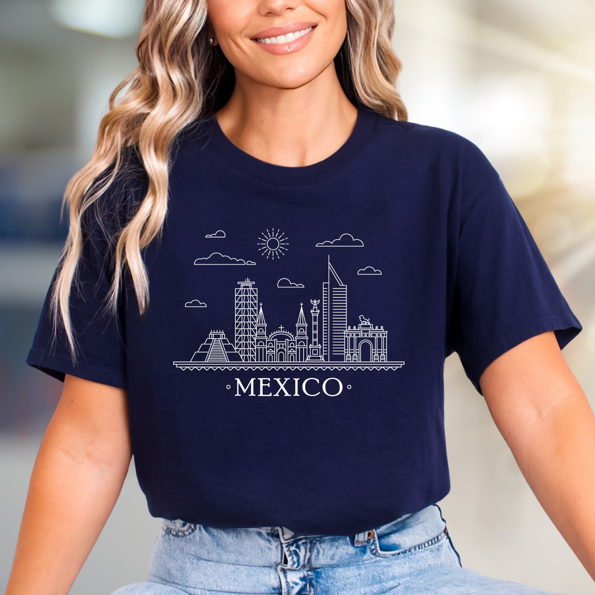 "Mexico" Skyline Art Graphic Tee, a Travel Souvenir for City Enthusiasts