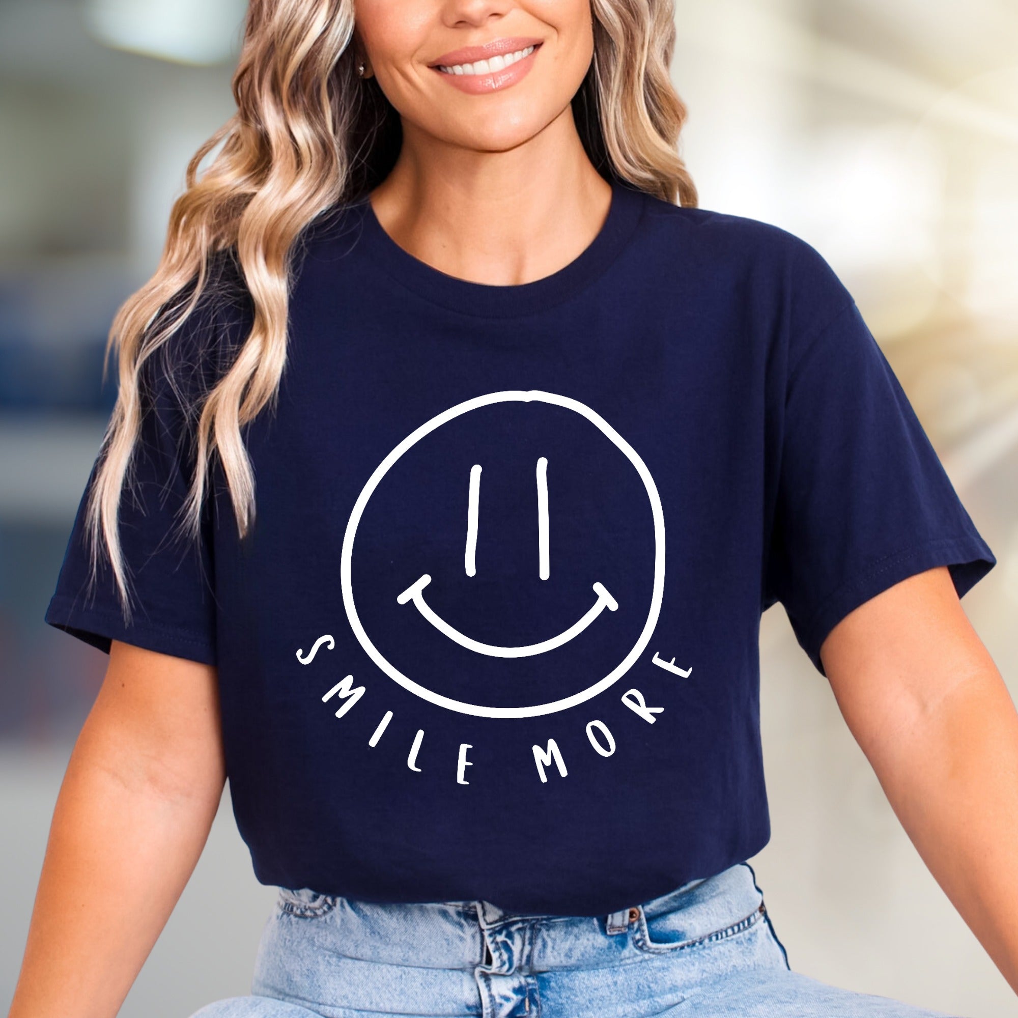 "Smile More" Happy Face Graphic Tee, a Positive Vibe Unisex Pick for Anyone