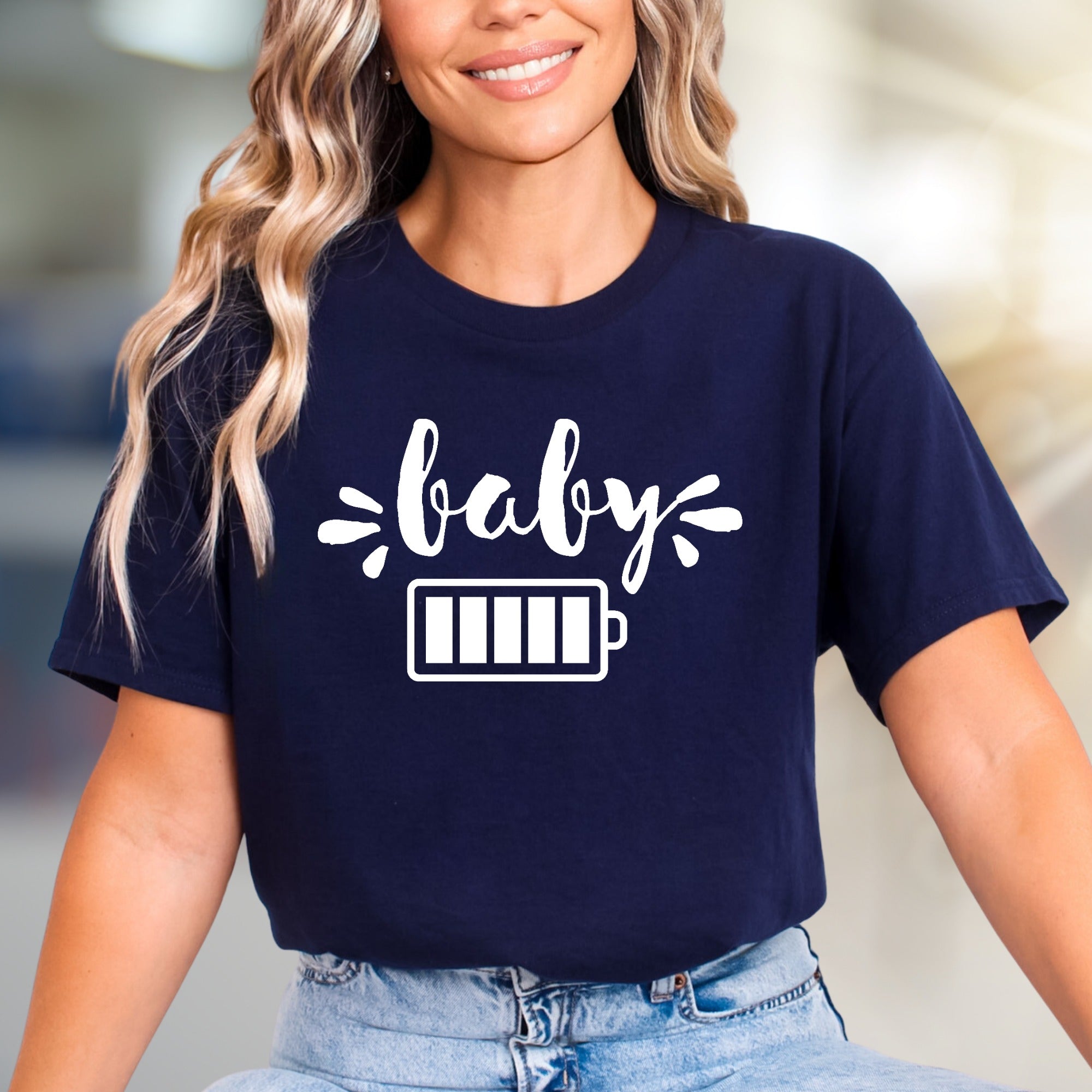 "Baby" Battery Low Graphic Tee, a Parent's Reality Pick for Moms & Dads