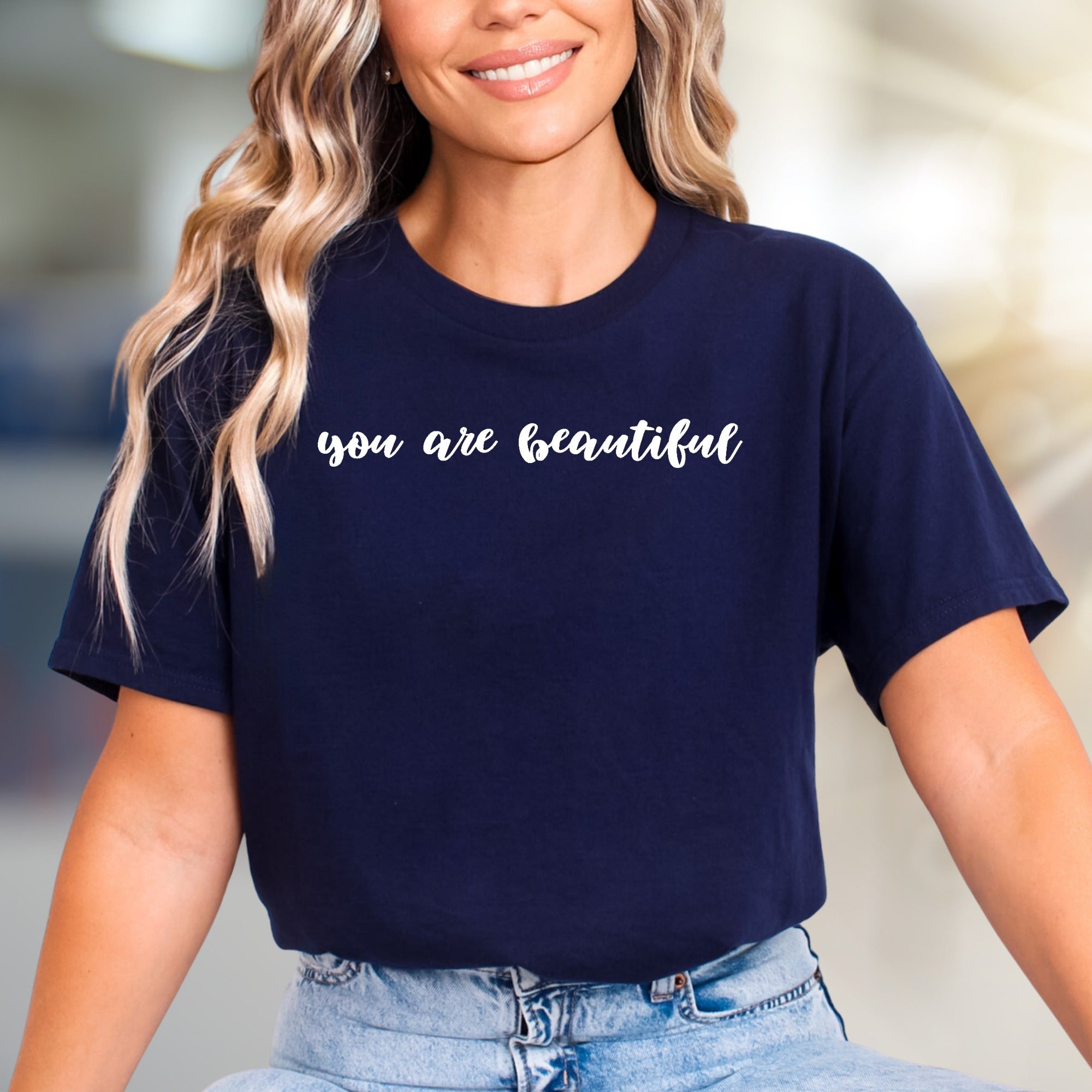 "You Are Beautiful" Script Graphic Tee, a Positive Vibe Pick for Everyone