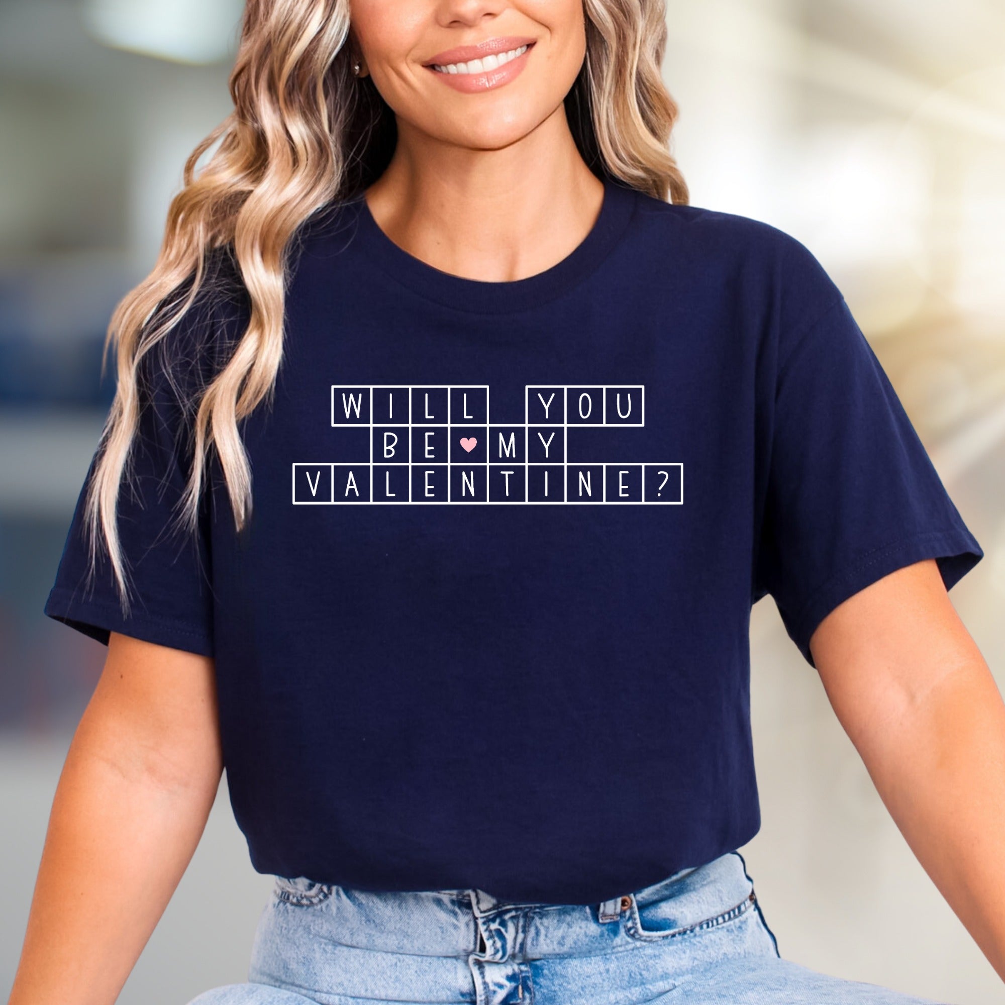 "Will You Be My Valentine?" Scrabble Graphic Tee, A Romantic Pick for Sweethearts