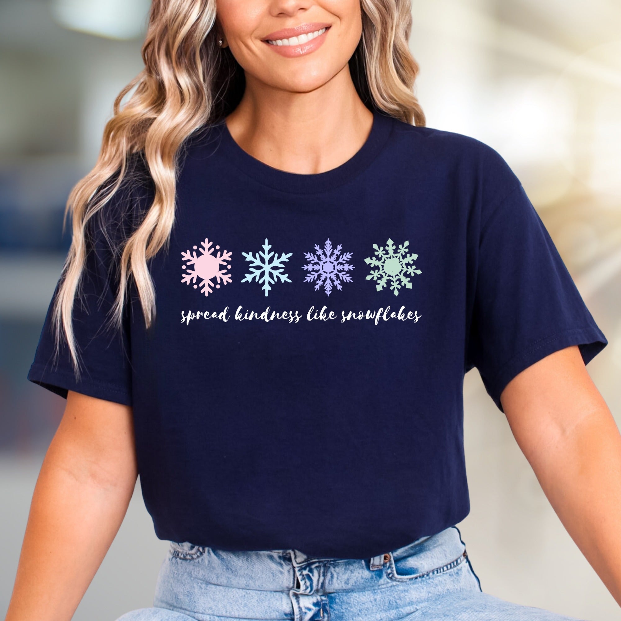 "Spread Kindness Like Snowflakes" Winter Graphic Tee, a Gentle Reminder for All
