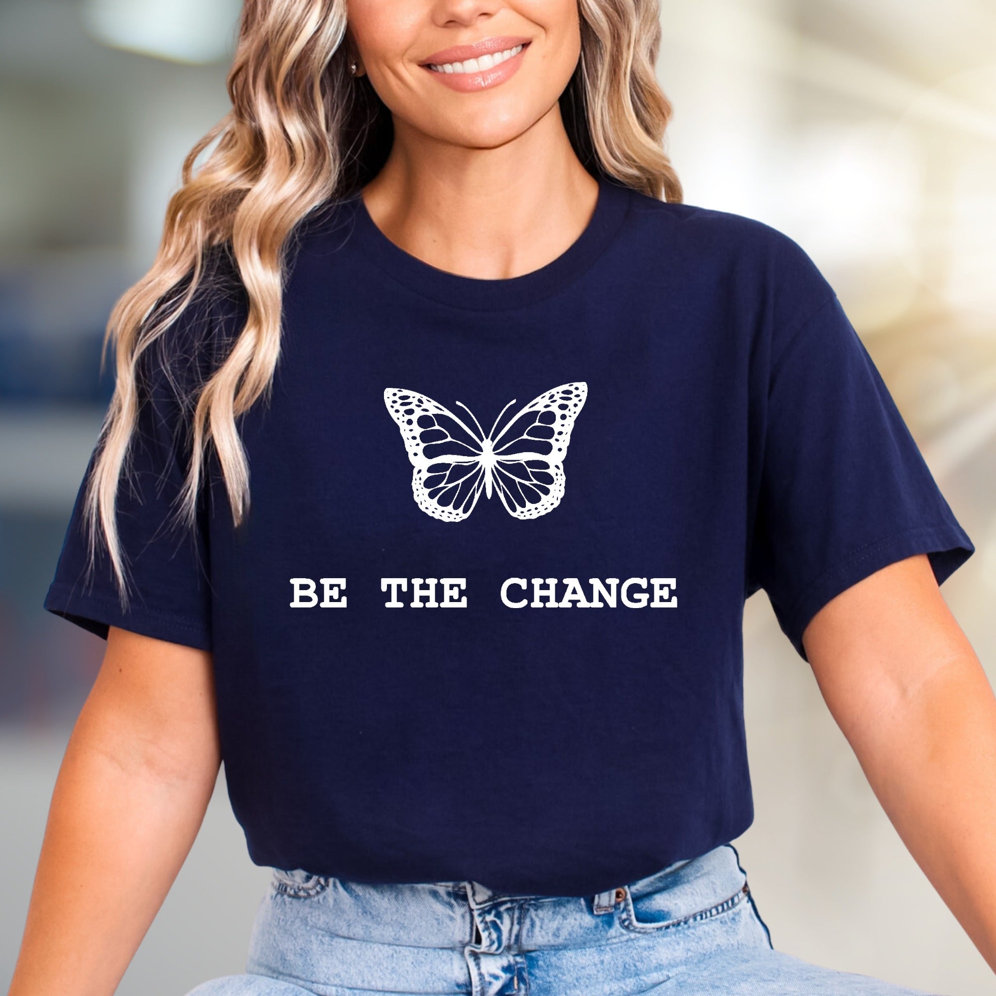 "BE THE CHANGE" Butterfly Graphic Tee, an Empowering Pick for Activists