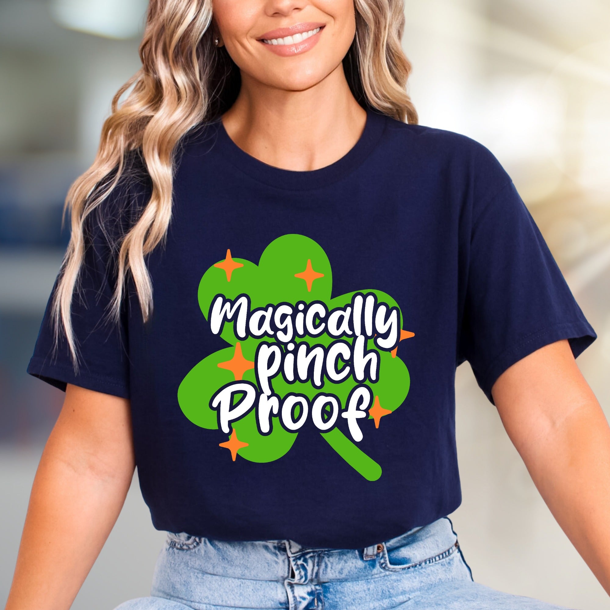 "Magically Pinch Proof" Shamrock Graphic Tee, a St. Paddy's Celebration Pick for Anyone