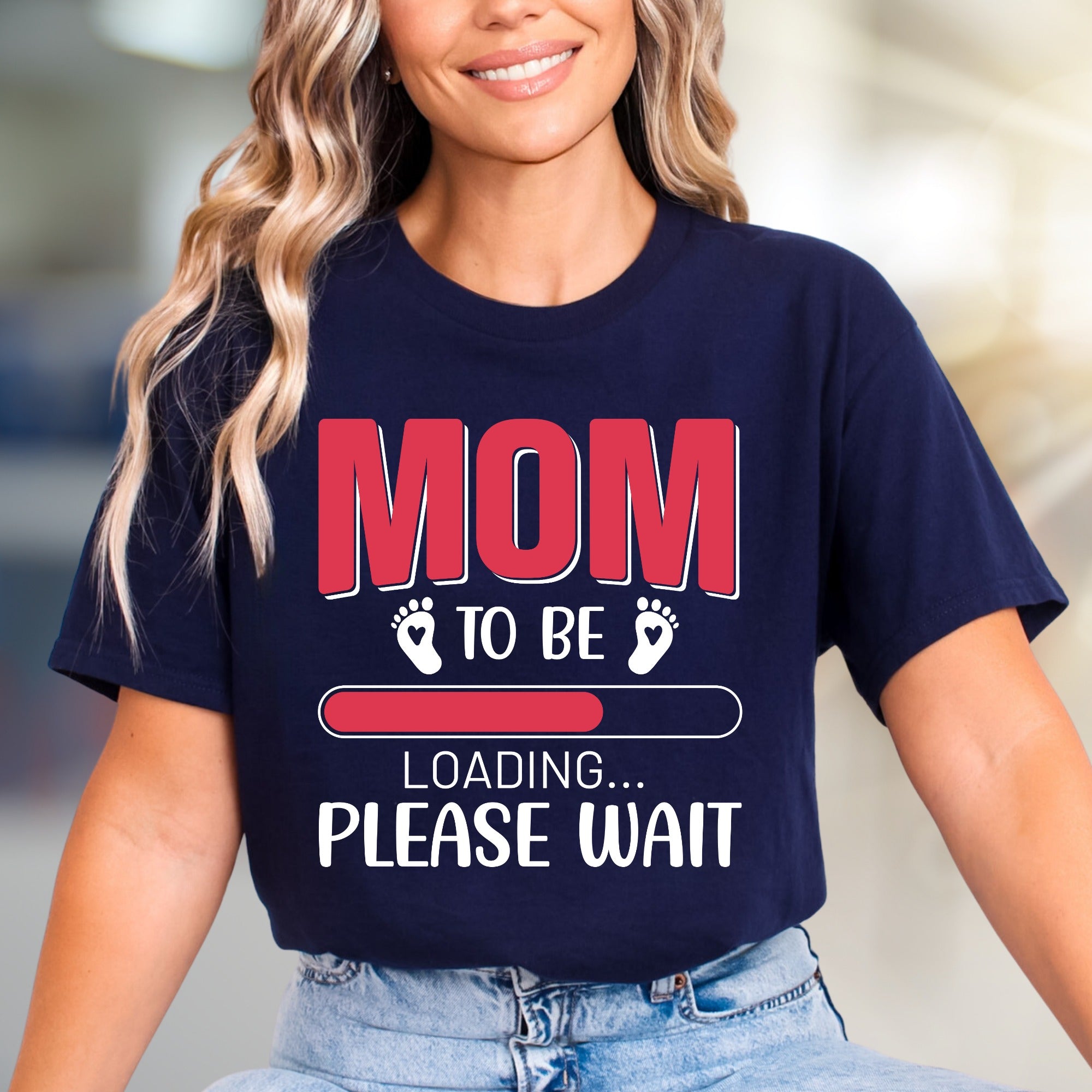 "Mom to Be Loading... Please Wait" Pregnancy Reveal Graphic Tee, a Future Mom Pick for Baby Showers