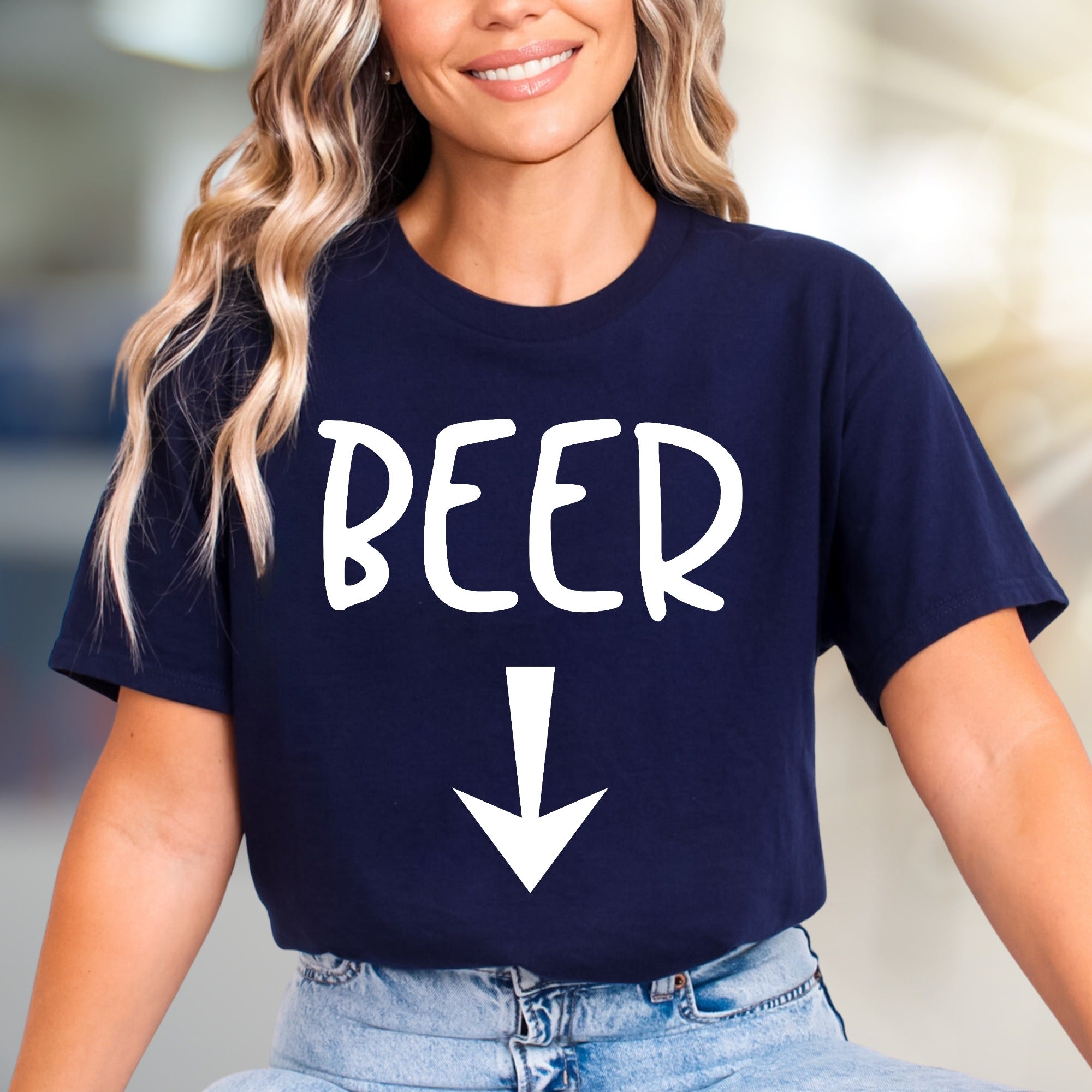 “BEER” Arrow Graphic Tee, A Playful Drinking Humor Unisex Adult T-Shirt