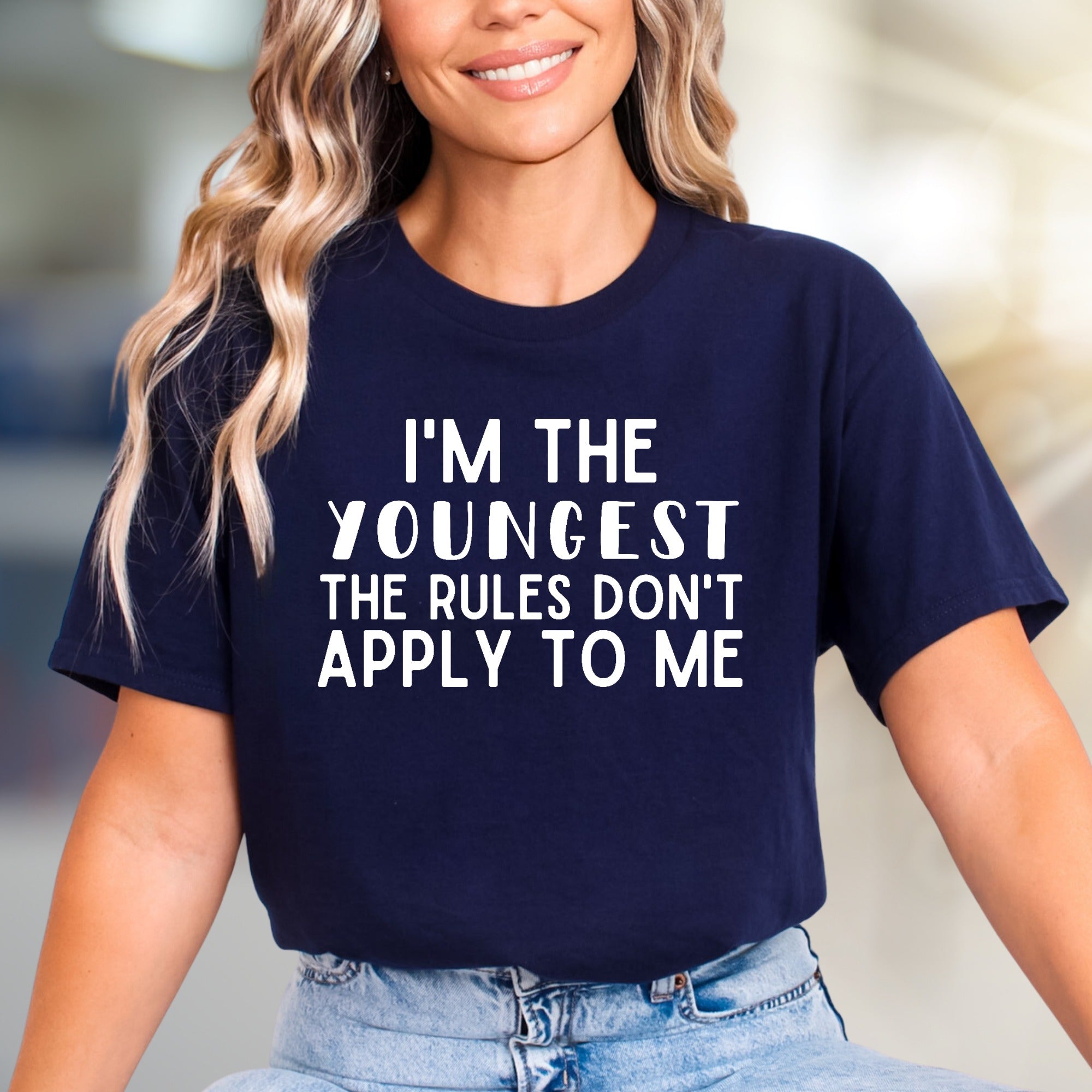 "I'm the Youngest" Sibling Humor Graphic Tee, a Fun Statement Pick for Family Events