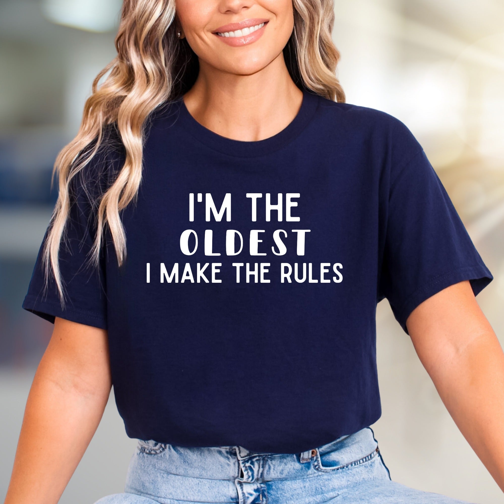 "I'm The Oldest I Make The Rules" Sibling Fun Graphic Tee, a Family Humor Pick for Rule Makers