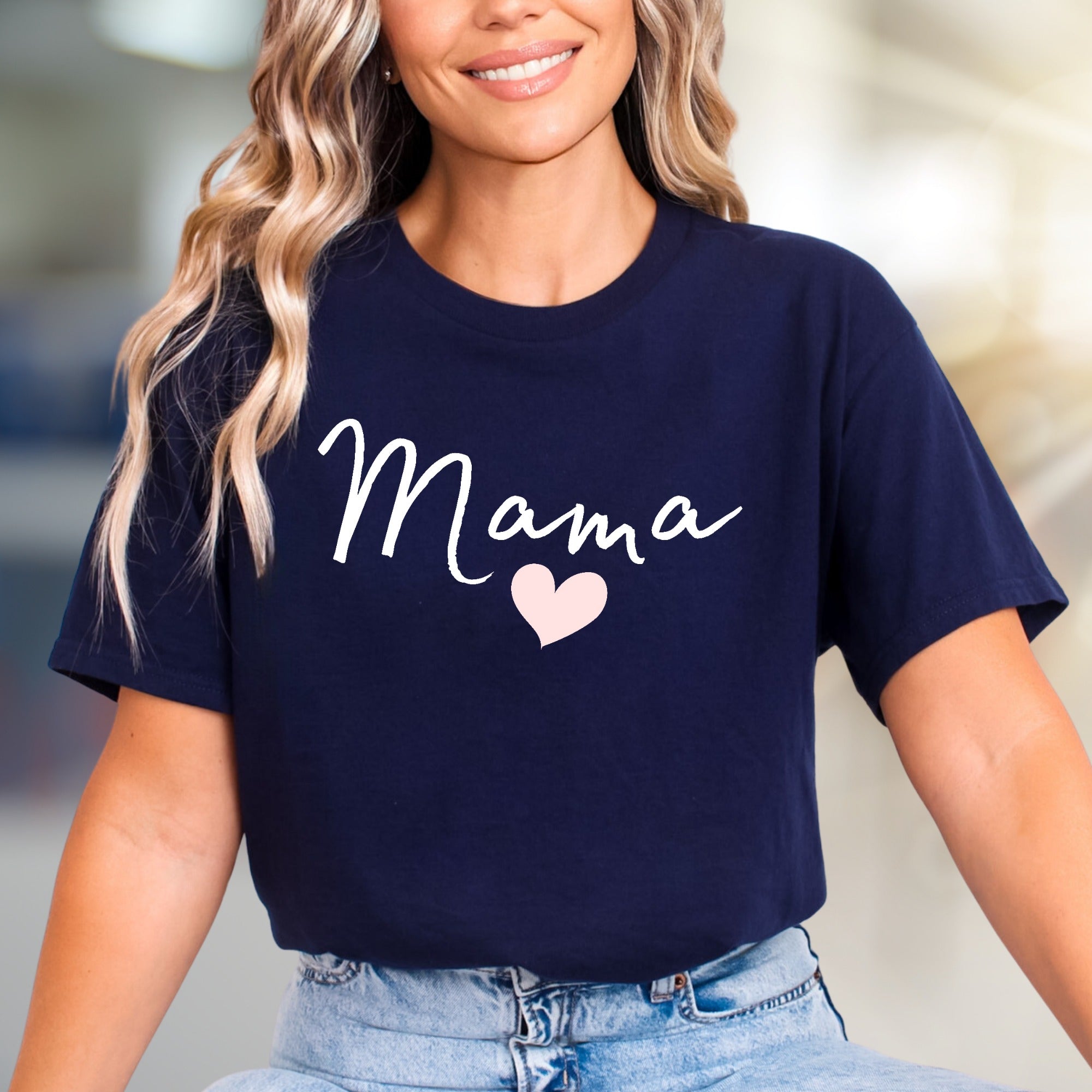 "Mama" Script Heart Graphic Tee, a Loving Pick for New Moms