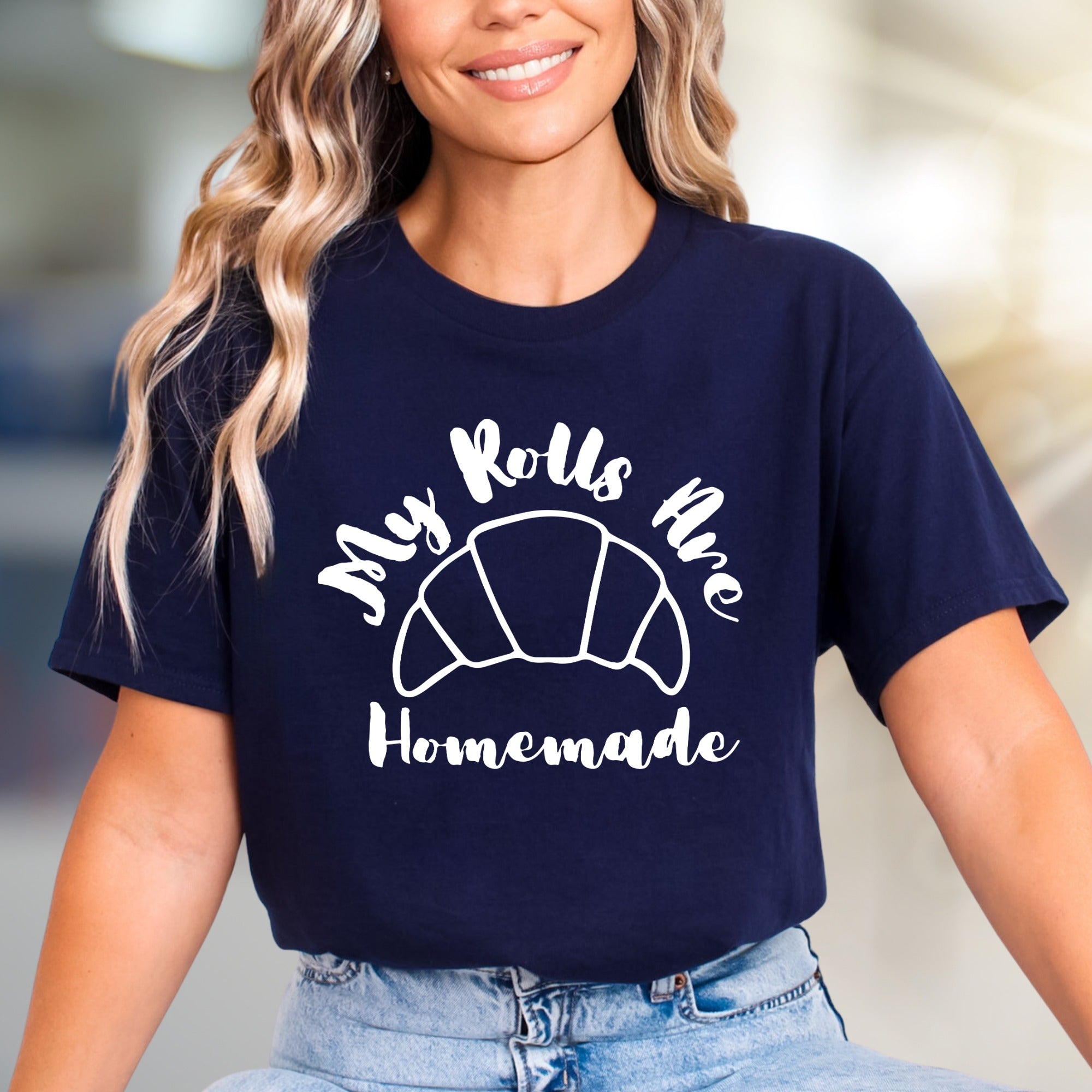 "My Rolls Are Homemade" Croissant Graphic Tee, a Bakery Lover's Casual Pick