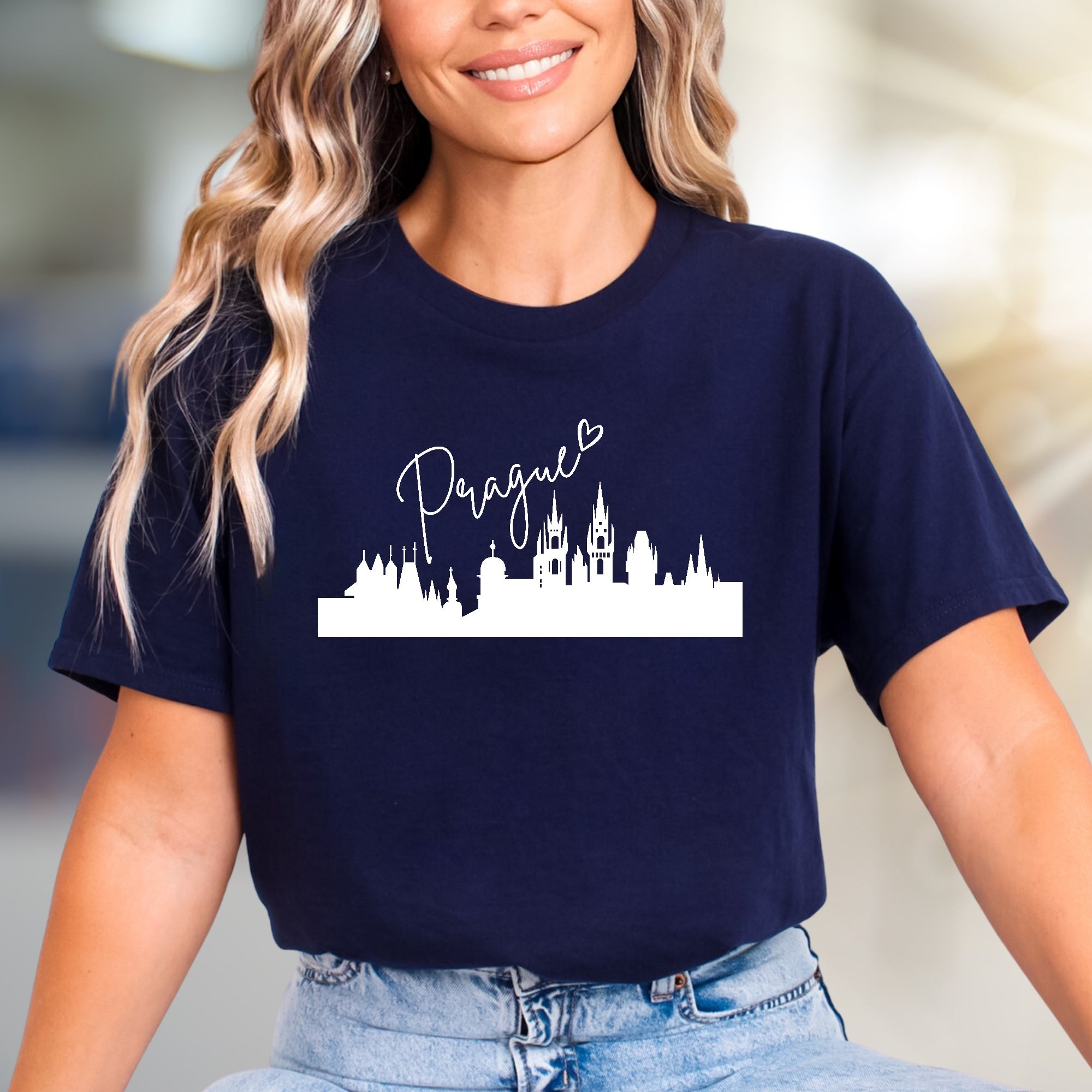 "Prague" Cityscape Graphic Tee, a Travel Souvenir Pick for Adventurers