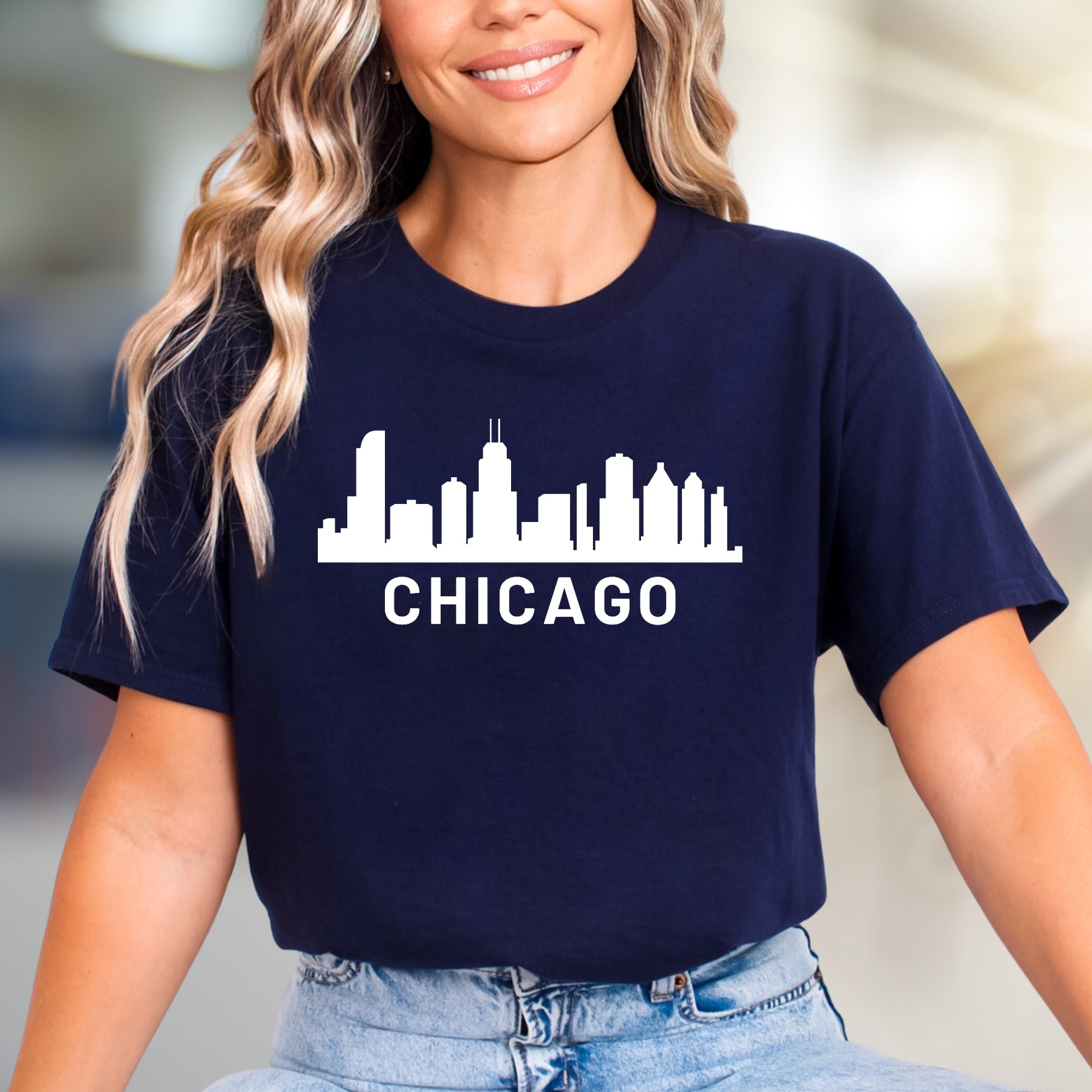 "CHICAGO" Skyline Graphic Tee, an Urban Chic Pick for City Lovers
