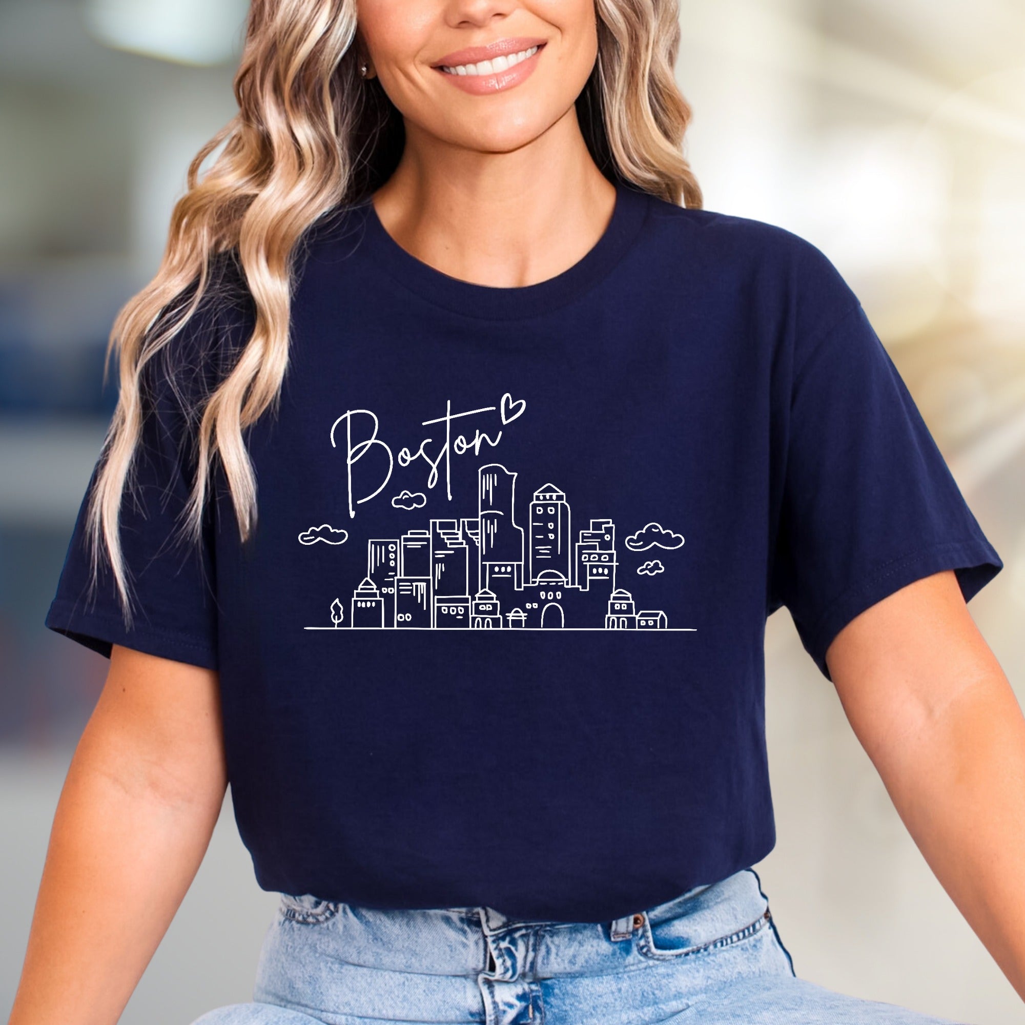 "Boston" Minimalist Skyline Graphic Tee, a City Love Pick for Travelers & Locals