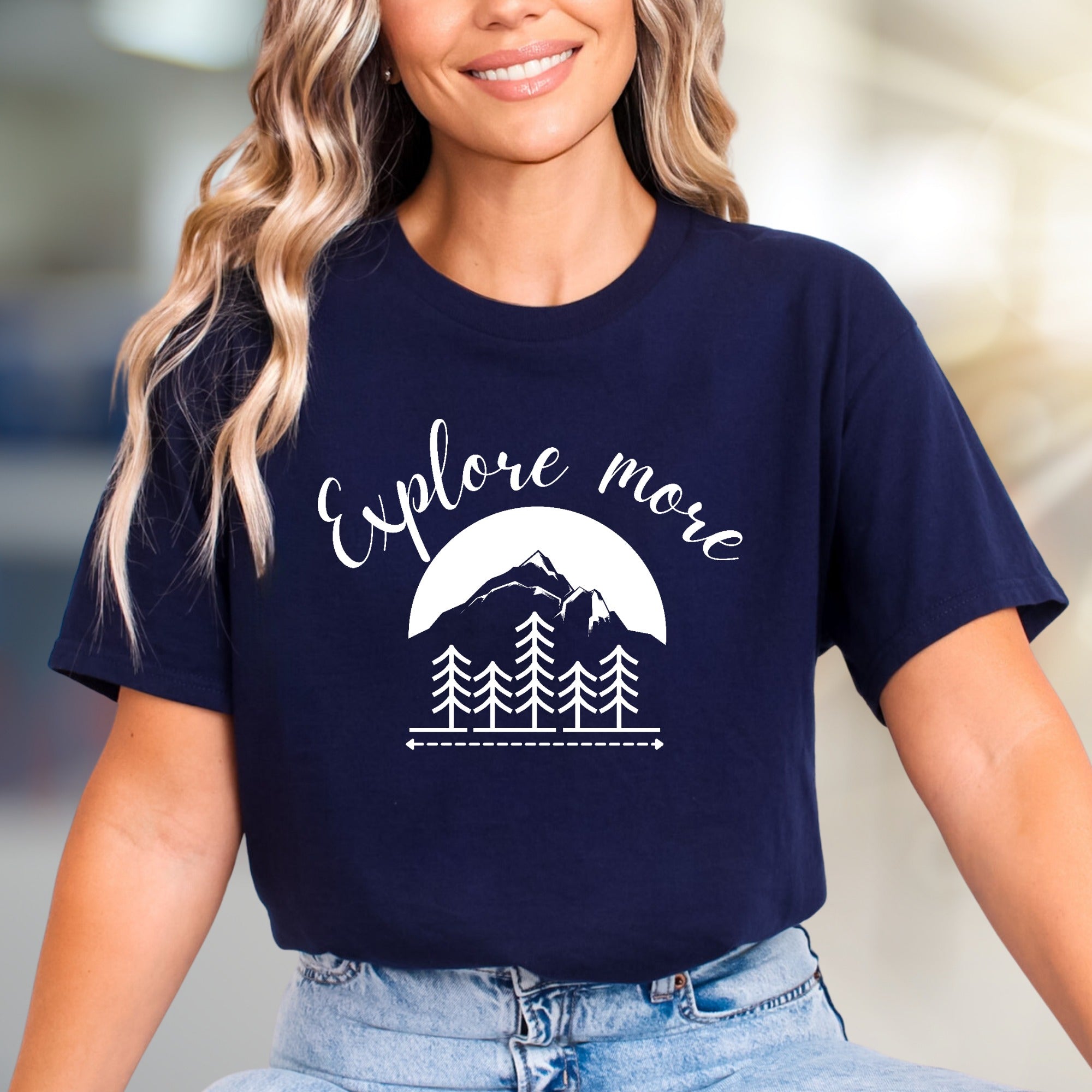 "Explore More" Mountain & Forest Graphic Tee, a Nature-Inspired Pick for Adventurers