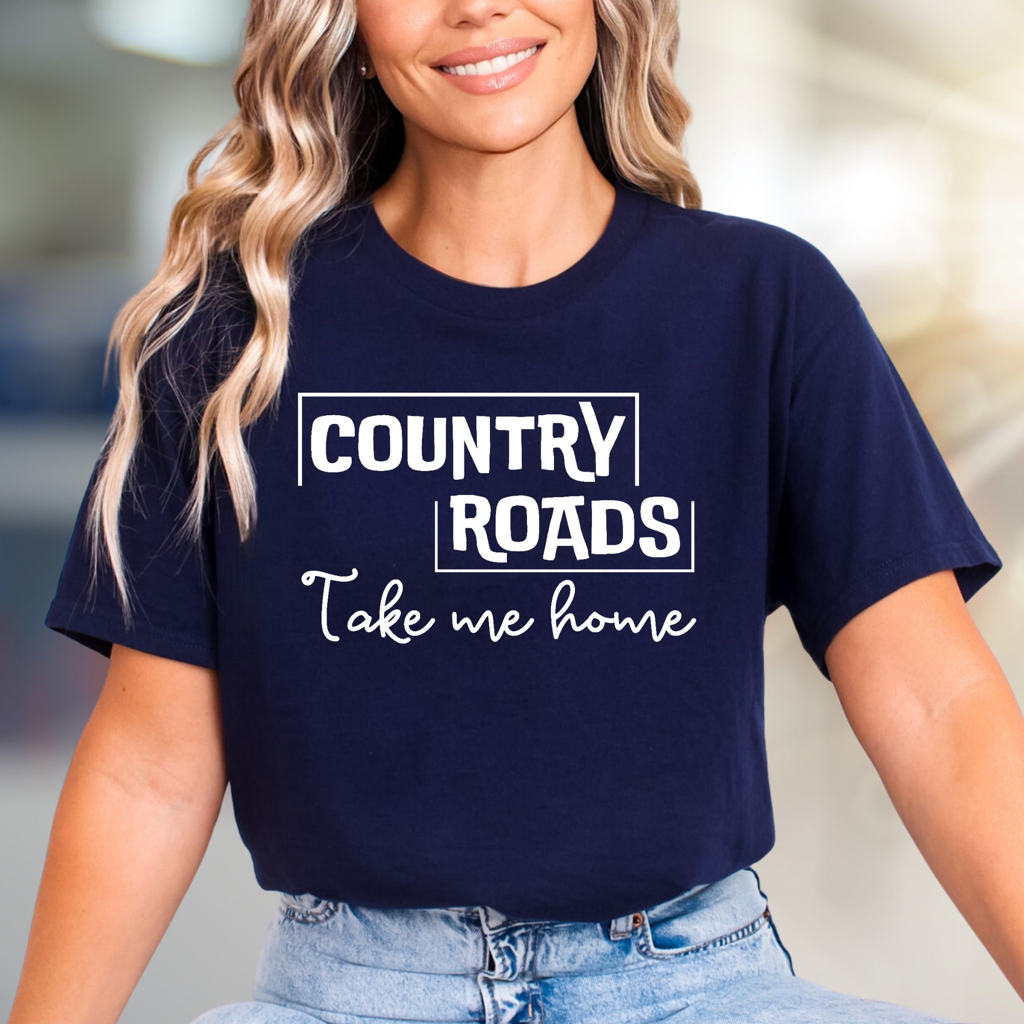 "COUNTRY ROADS Take me home" Rustic Graphic Tee, a Nostalgic Pick for Wanderers