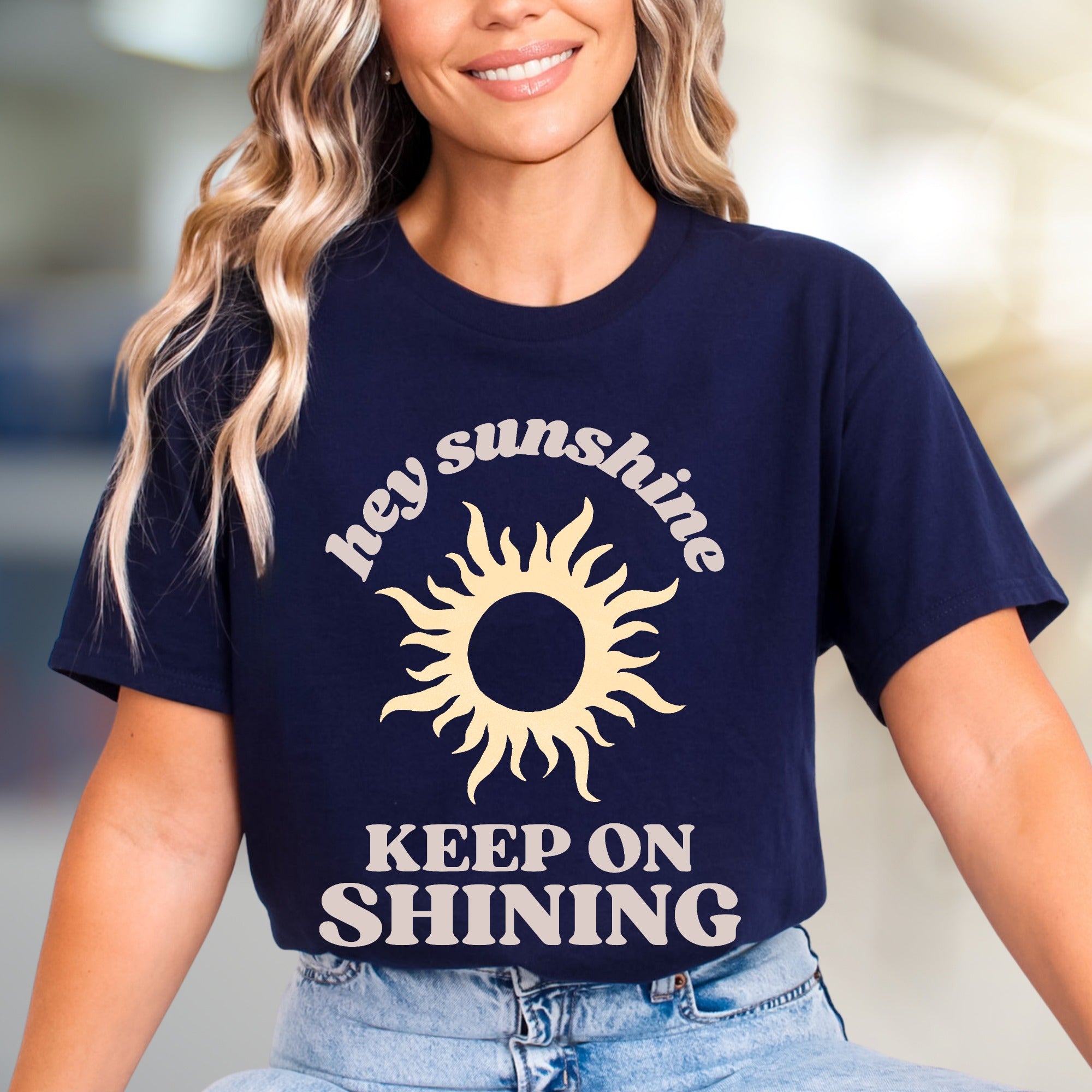 "Hey Sunshine Keep on Shining" Sunny Graphic Tee, a Positive Vibe Essential