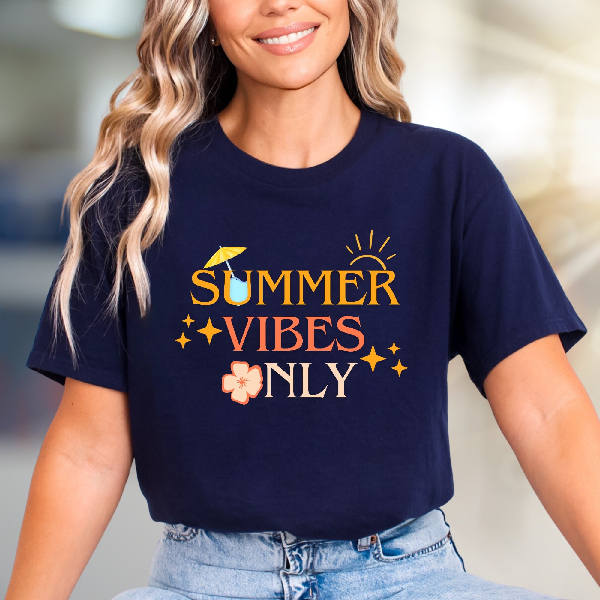 "SUMMER VIBES ONLY" Tropical Graphic Tee, a Sunshine Pick for Free Spirits