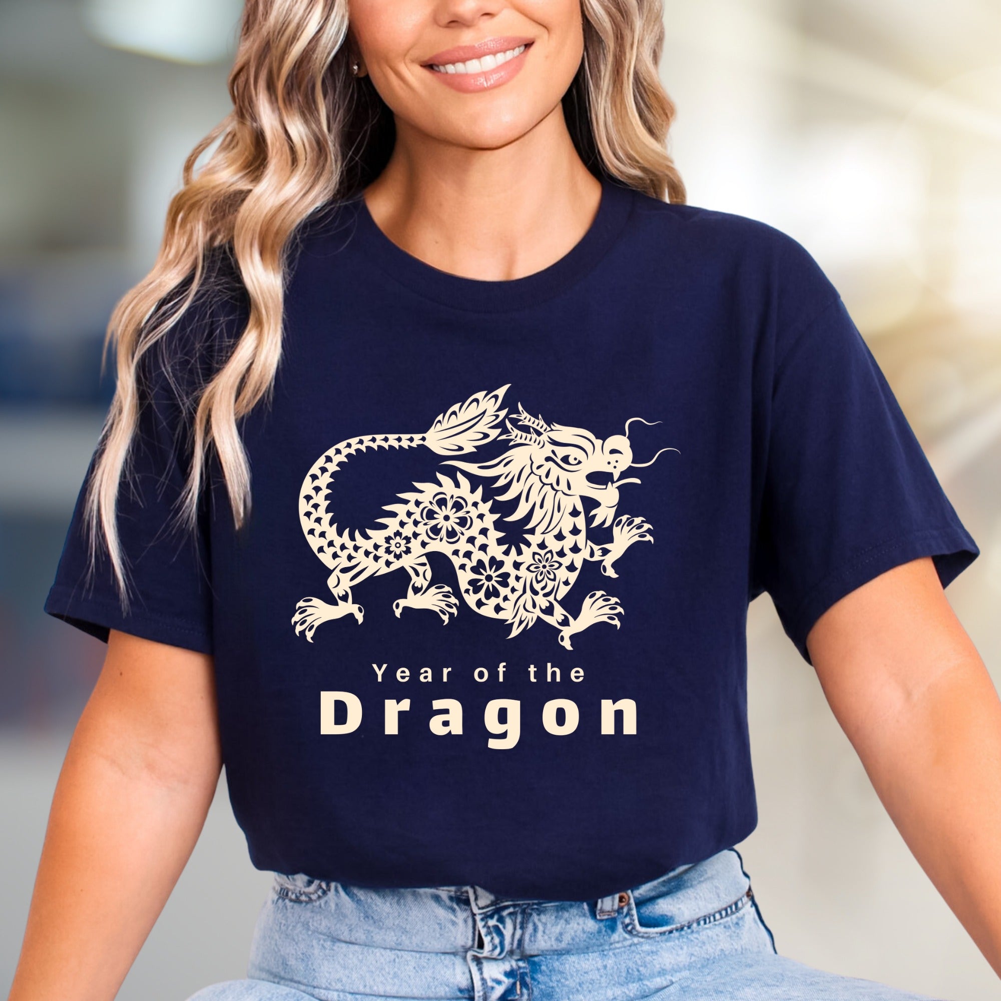 "Year of the Dragon" Folk Graphic Tee, an Empowering Asian Zodiac Pick for Enthusiasts