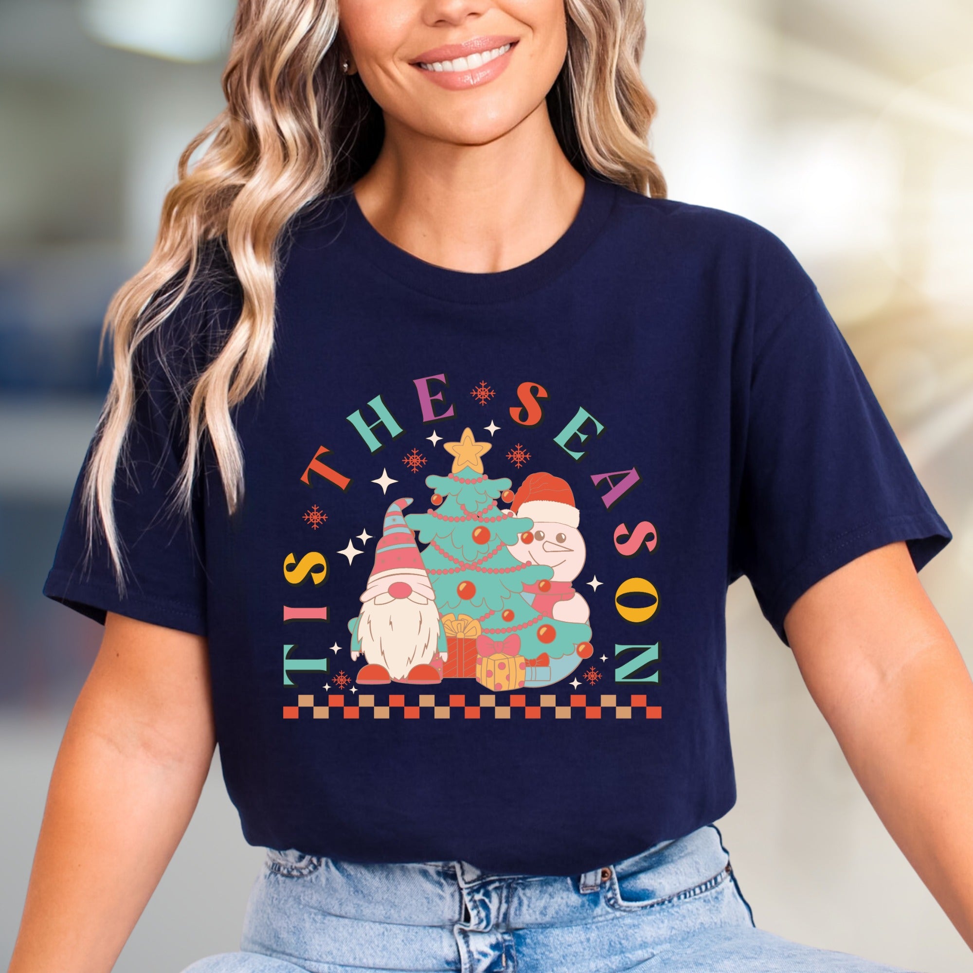 "Tis The Season" Retro Christmas Graphic Tee, a Festive Pick for Holiday Lovers