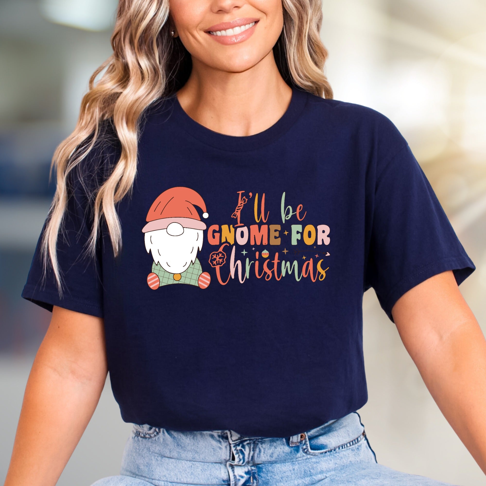 "I'll be Gnome For Christmas" Festive Gnome Graphic Tee, a Holiday Pick for Everyone