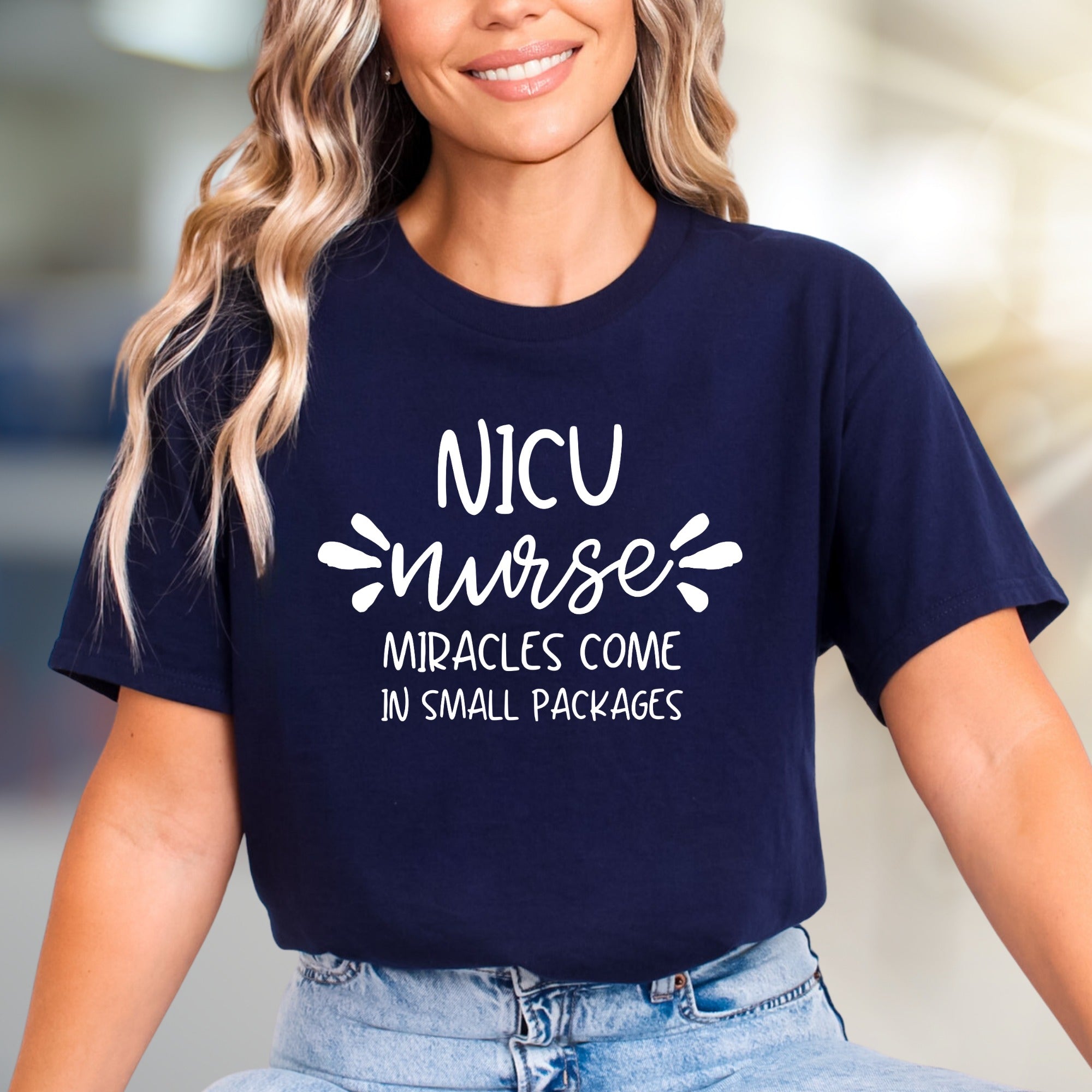 "NICU Nurse Miracles Come in Small Packages" Appreciation Graphic Tee, a Heartfelt Gift for Healthcare Heroes