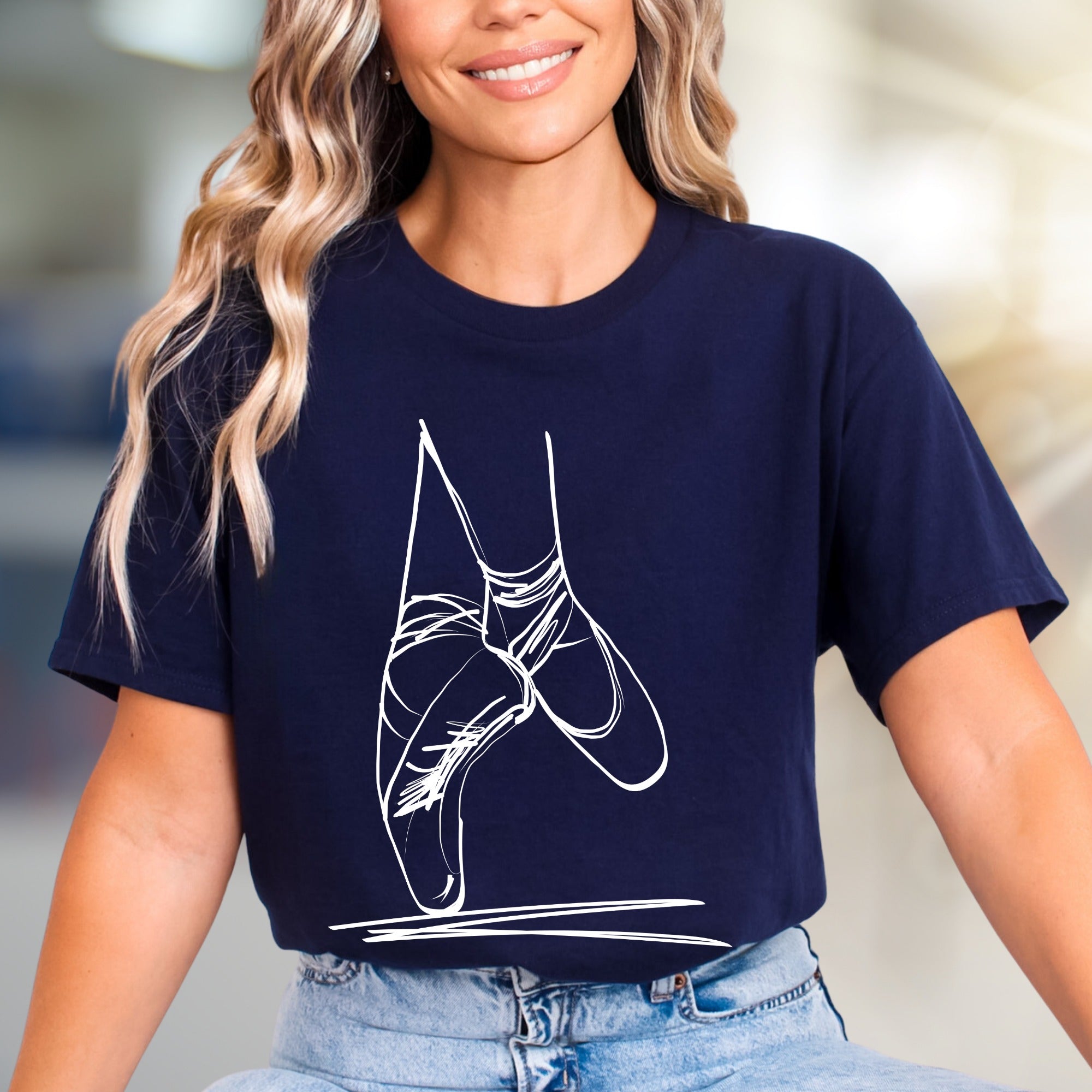 Graceful Pointe Shoes Minimalist Graphic Tee, a Ballet Core Pick for Dancers