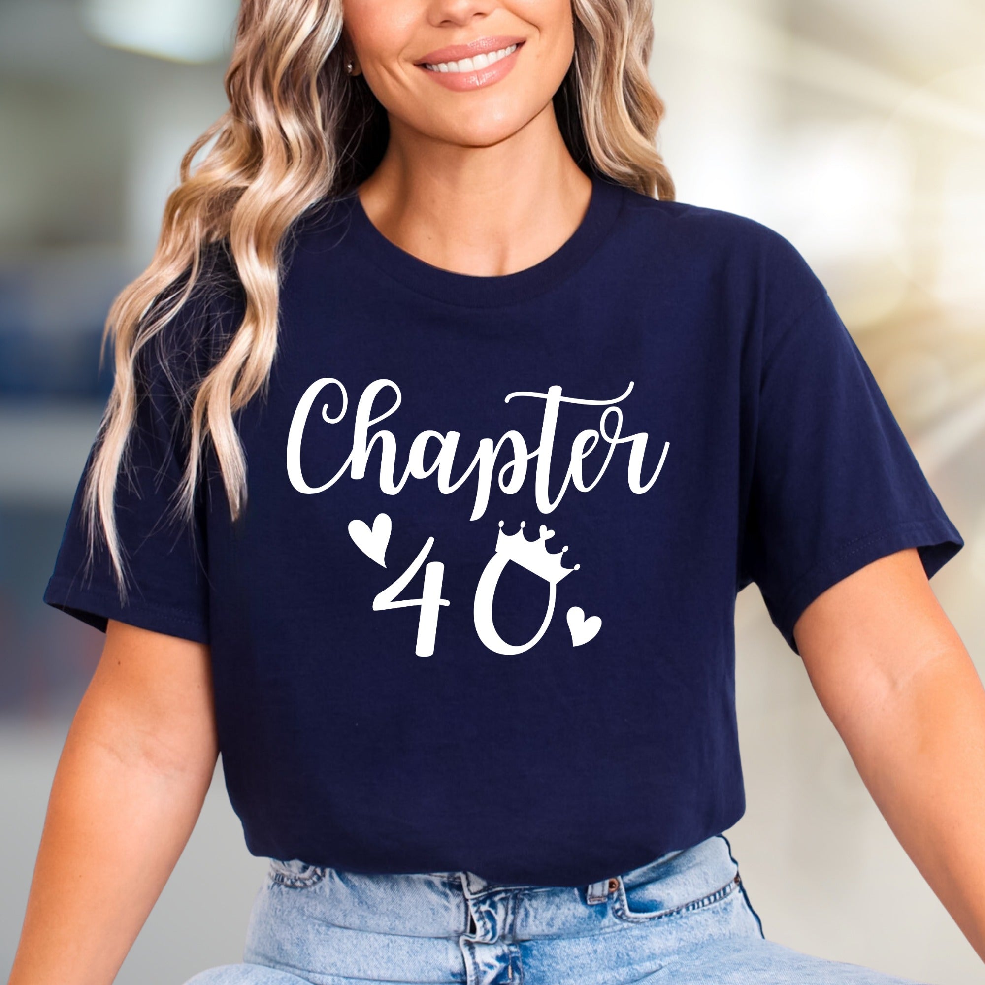 "Chapter 40" Birthday Crown Graphic Tee, a Milestone Gift for Her