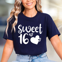"Sweet 16" Birthday Celebration Graphic Tee, a Girly & Fun Pick for Teens