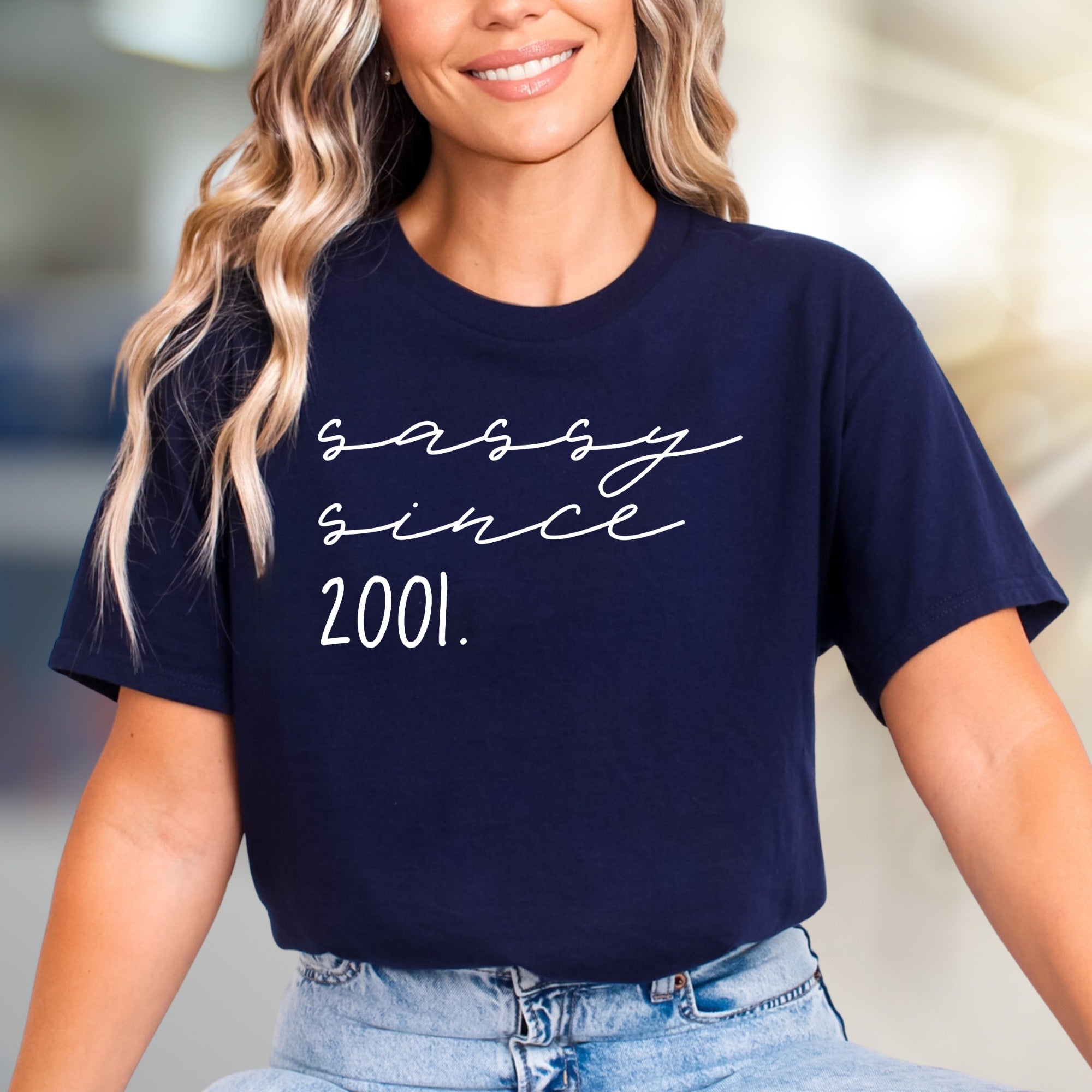 "Sassy Since 2001" Birthday Graphic Tee, a Bold Statement for Her