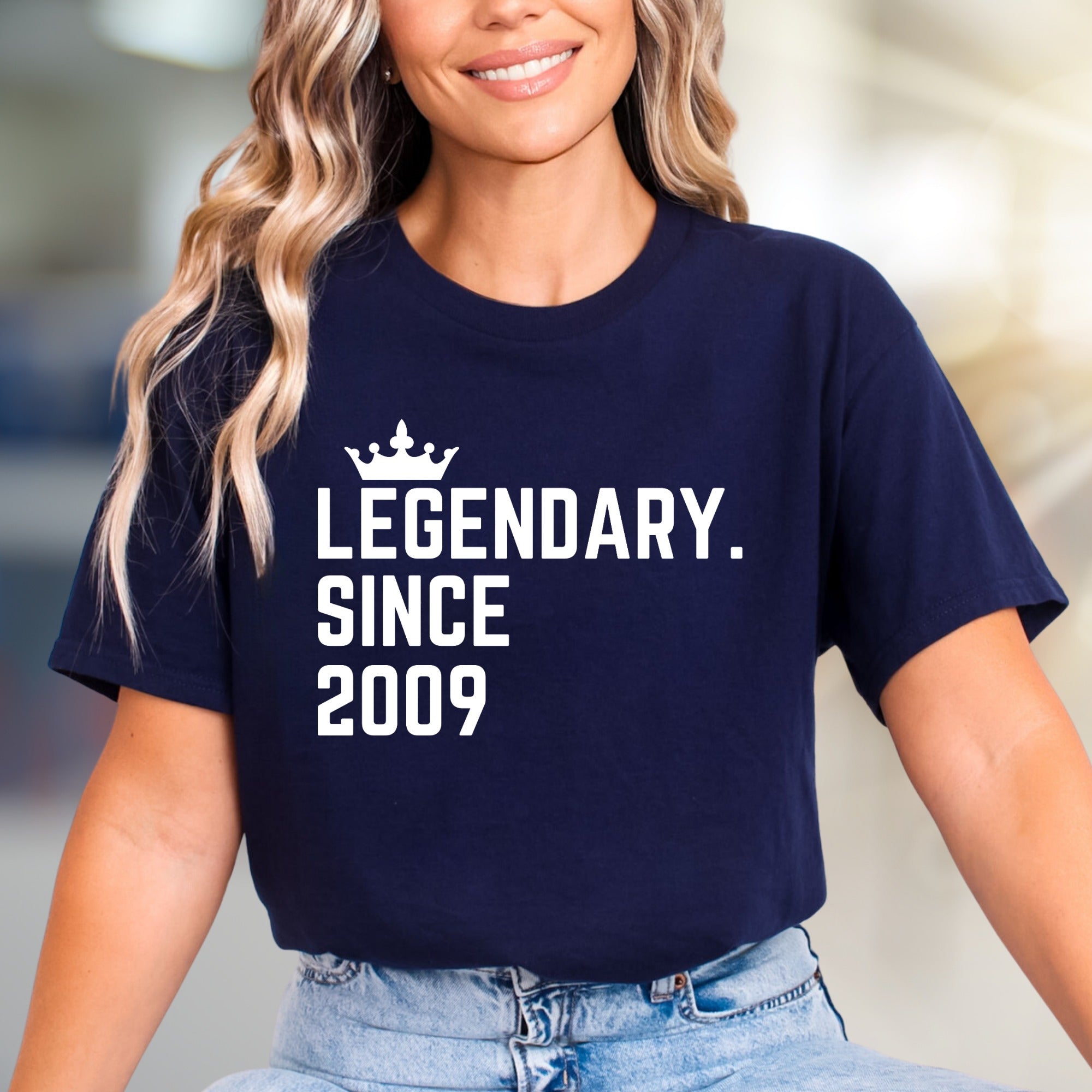 "Legendary Since 2009" Crown Graphic Tee, a Birthday Vibe Pick for Everyone
