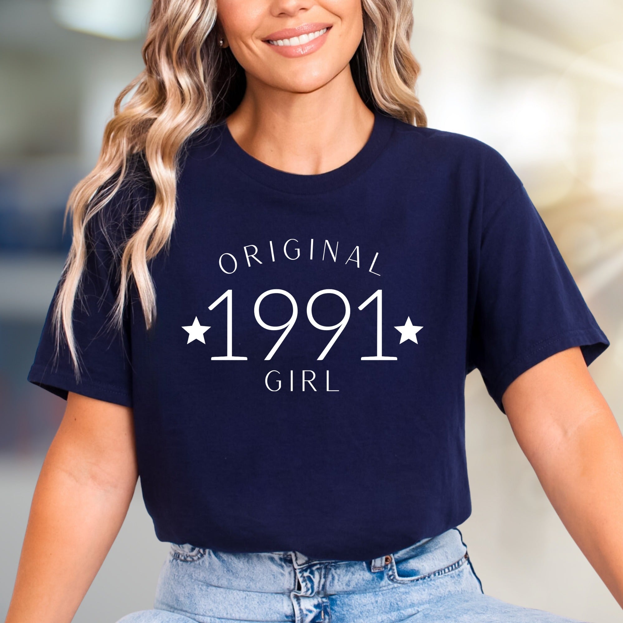 "Original 1991 Girl" Retro Birthday Graphic Tee, a Nostalgic Pick for Her