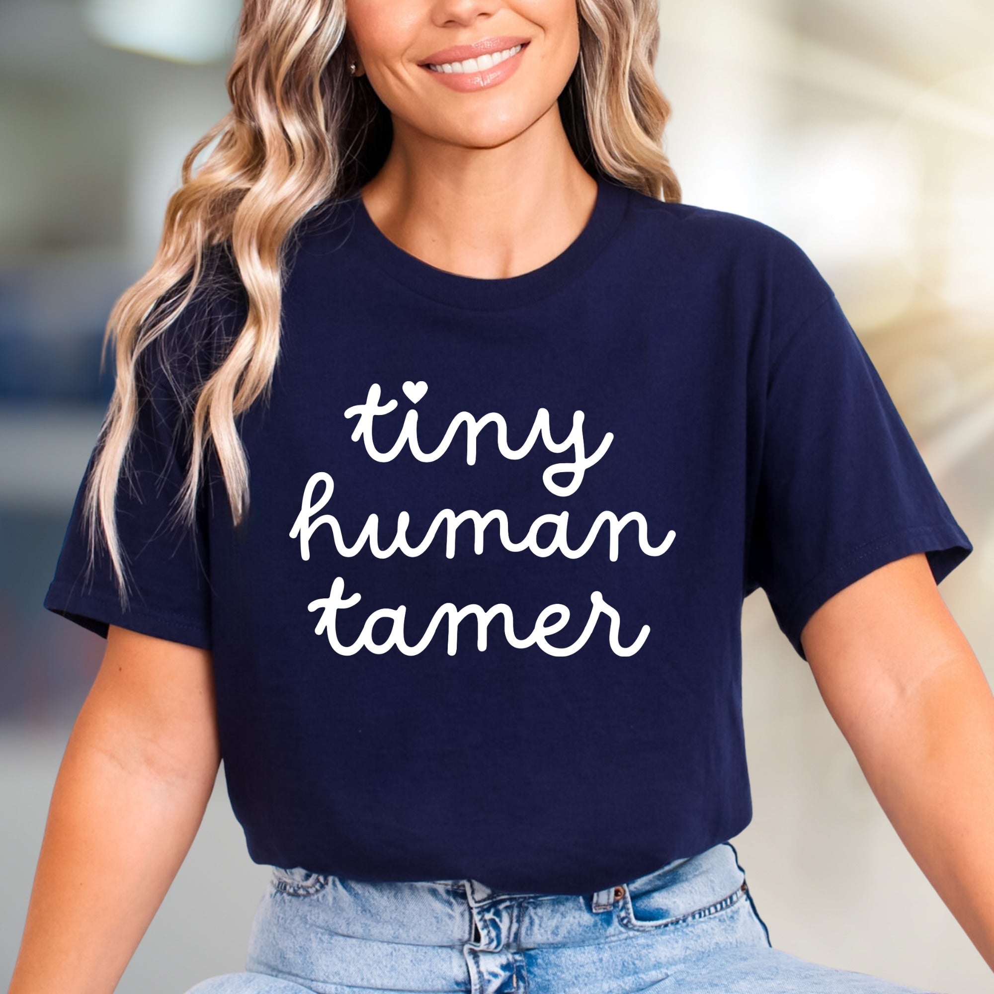 "Tiny Human Tamer" Charming Script Graphic Tee, a Parent's Delightful Pick