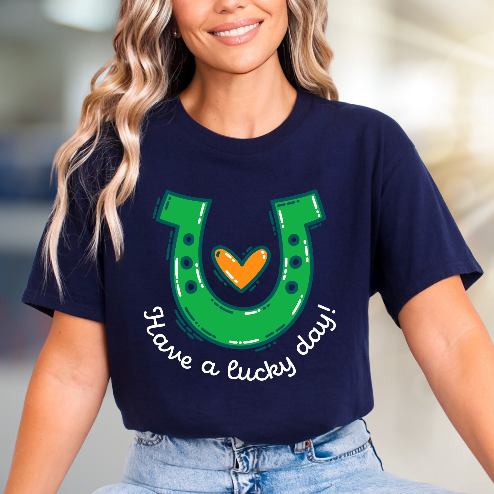 "Have a Lucky Day!" Horseshoe Graphic Tee, a St. Patrick's Day Pick for Everyone