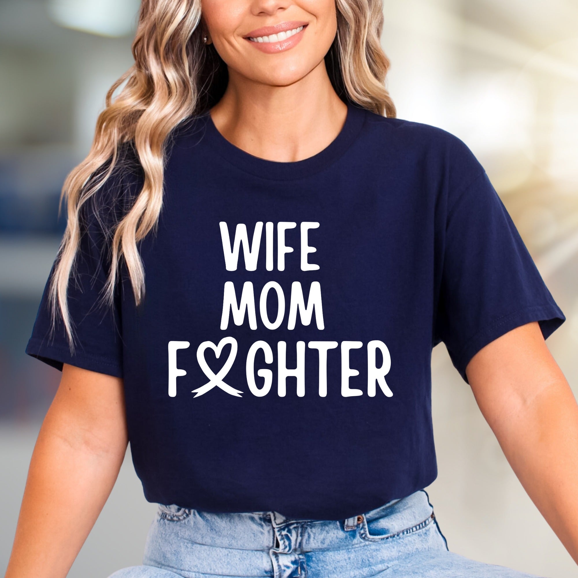 "WIFE MOM FIGHTER" Empowerment Graphic Tee, a Strength-Inspired Pick for Warriors
