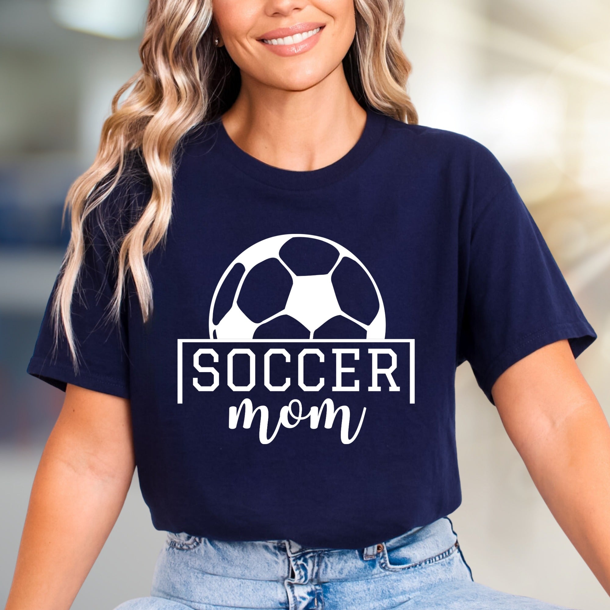 "SOCCER Mom" Sports Fan Graphic Tee, a Lifestyle Pick for Dedicated Guardians