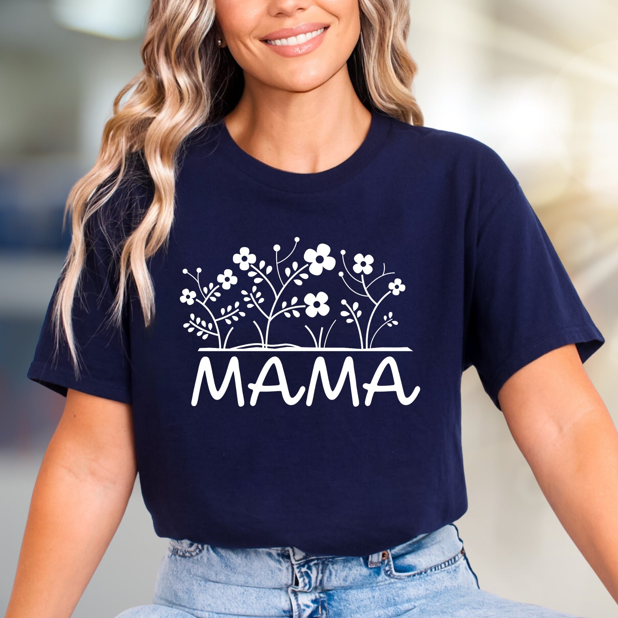 "MAMA" Floral Graphic Tee, A Sweet Blossom Pick for Loving Mothers