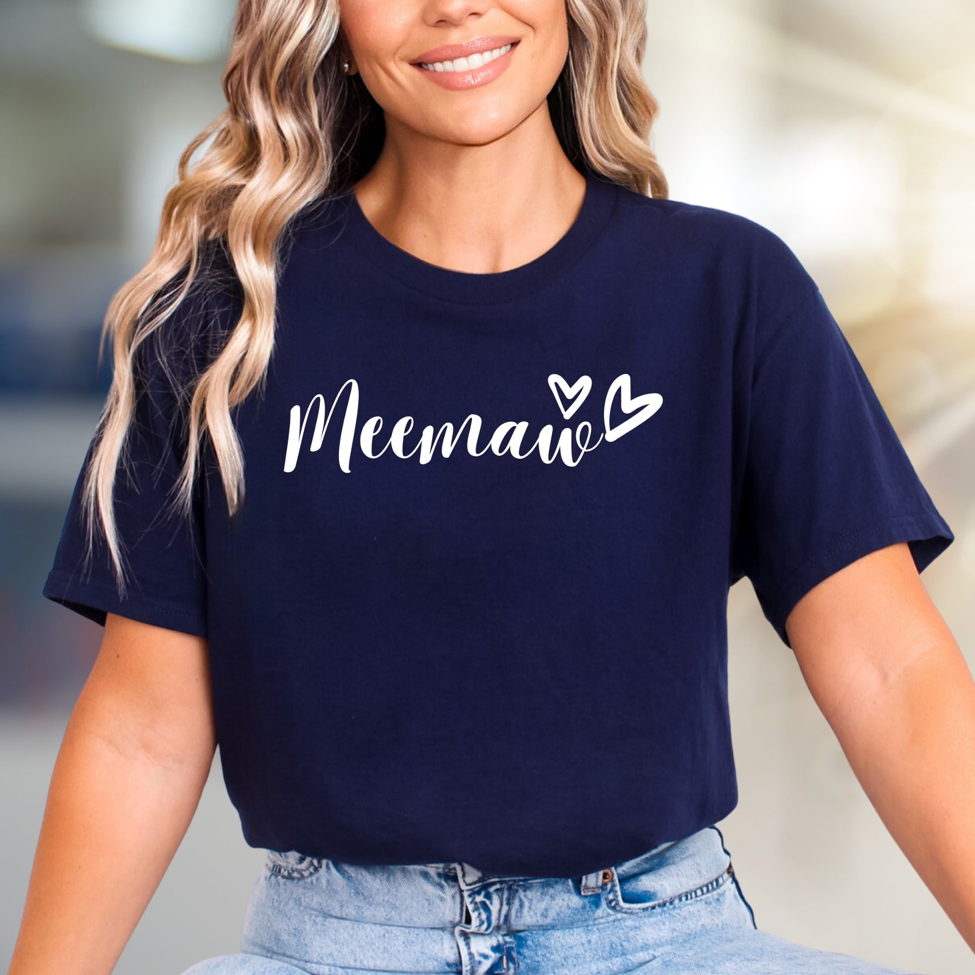 "Meemaw" with Hearts Graphic Tee, a Loving Pick for Grandmothers