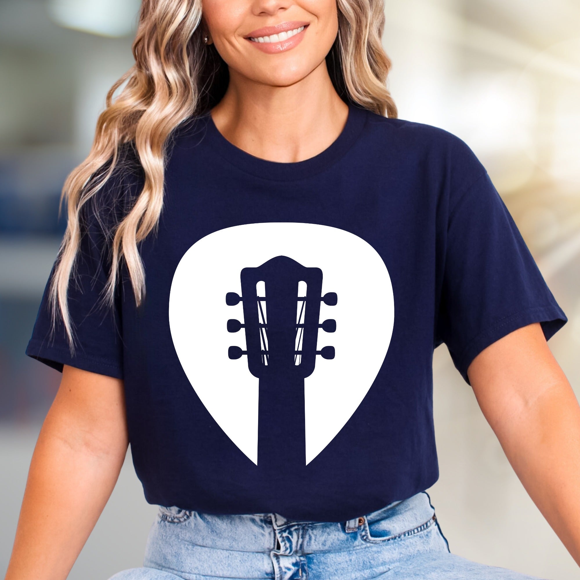 Guitar Headstock Pick Music Graphic Tee, a Musician's Essential for Casual Wear