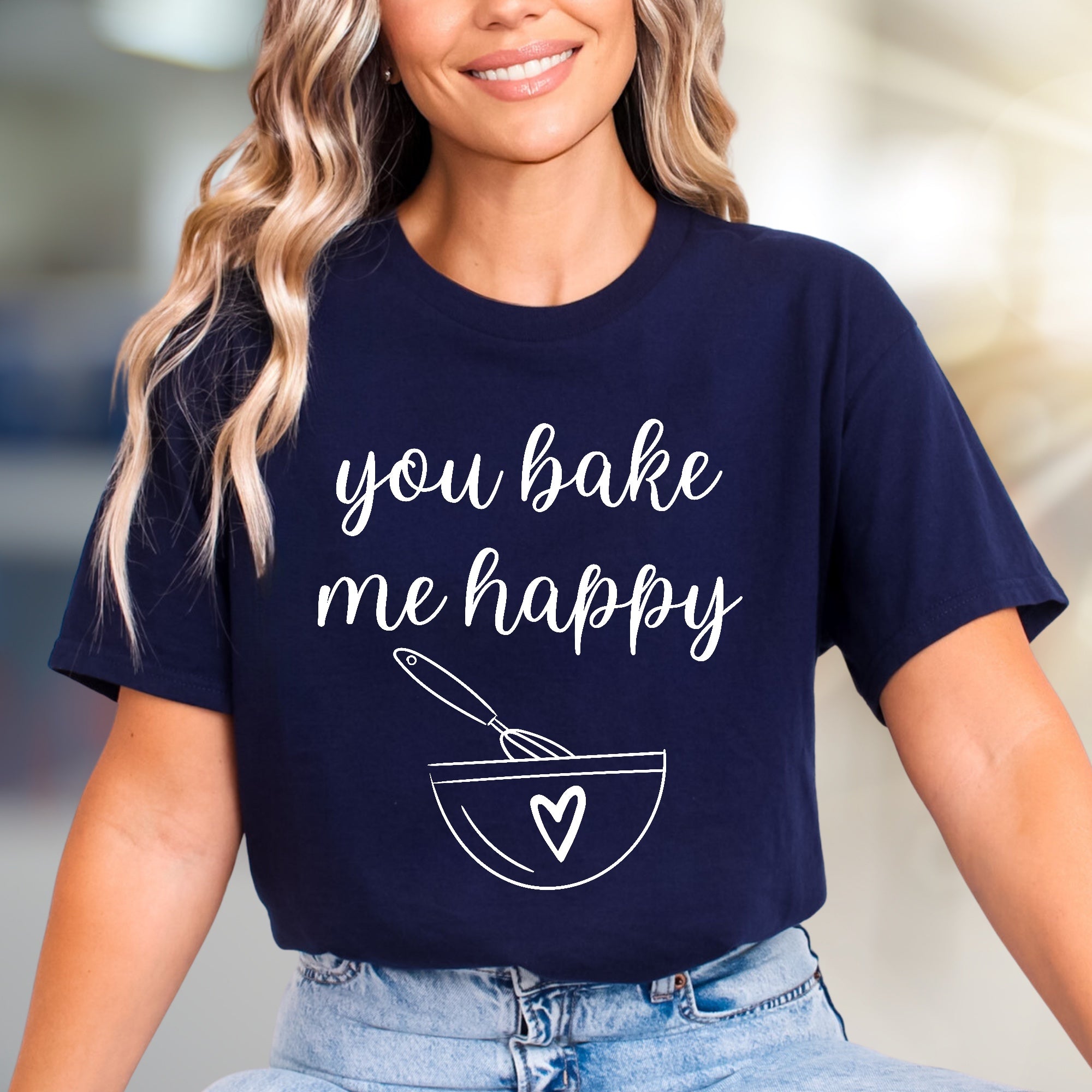 "You Bake Me Happy" Fun Baking Graphic Tee, a Sweet Treat for Foodies