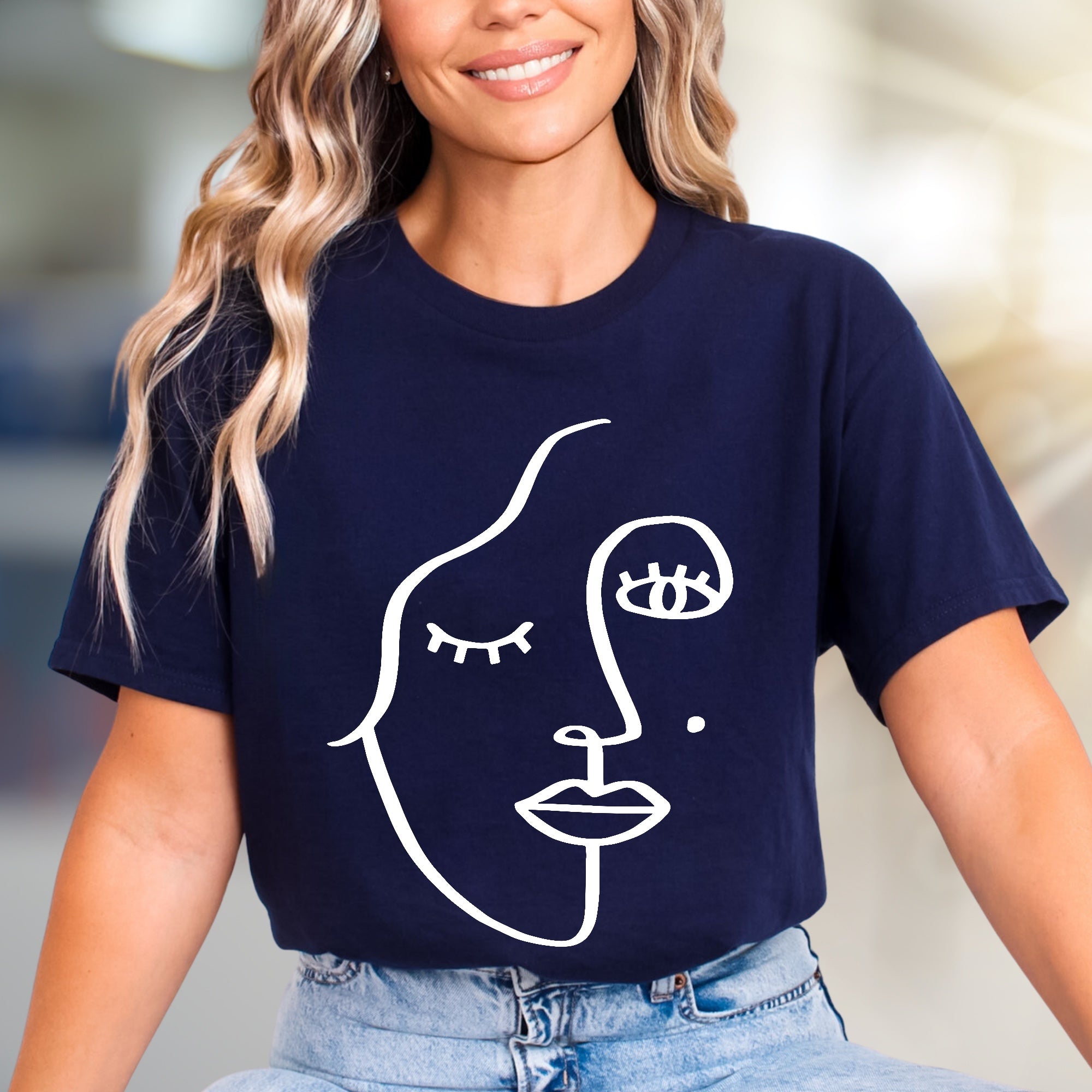 Abstract Face Line Art Graphic Tee, A Minimalist Art Lover's Pick for Everyday Style